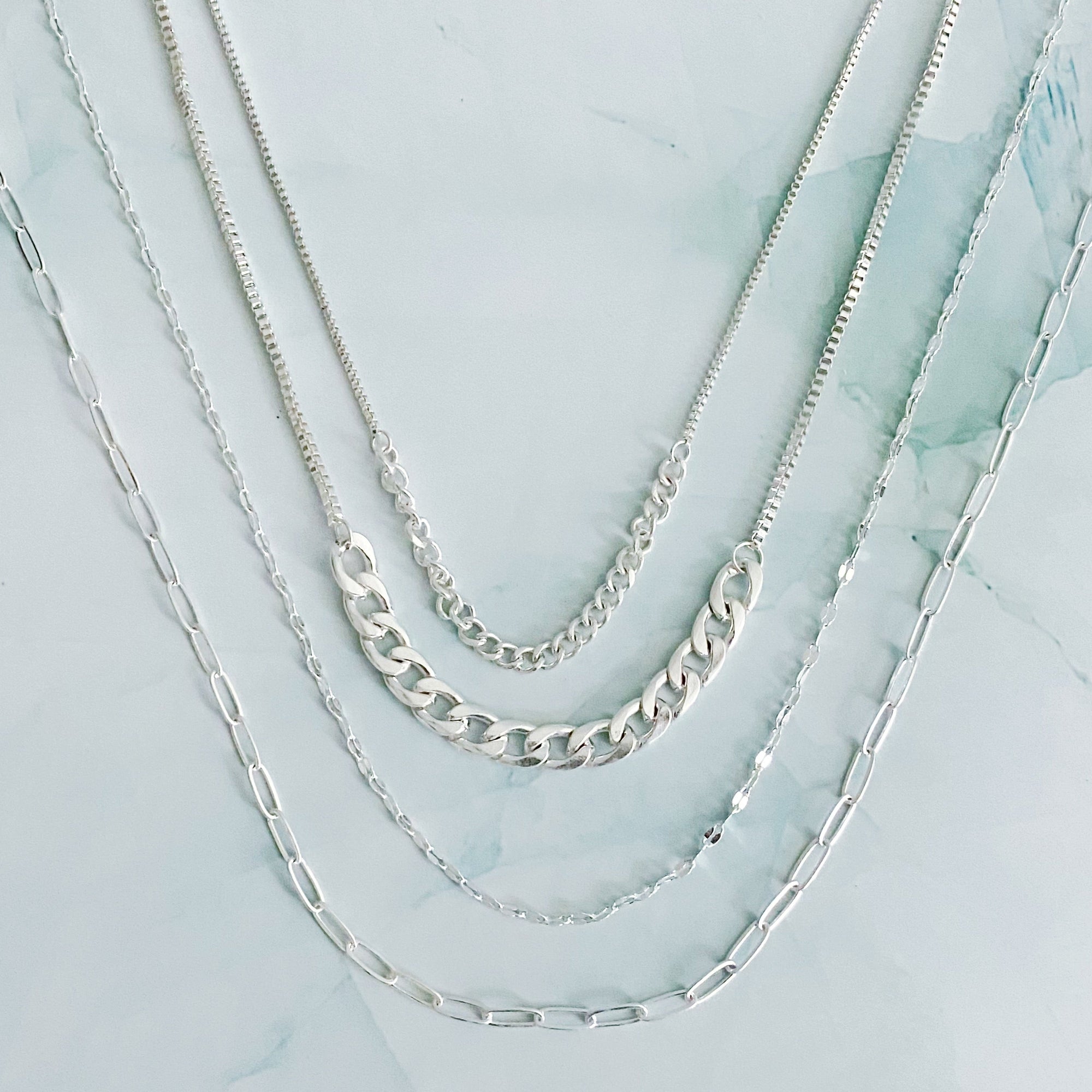 Brooklyn Four Chains Layered Necklace – Gold or Silver Multi-Chain Statement Necklace for Women