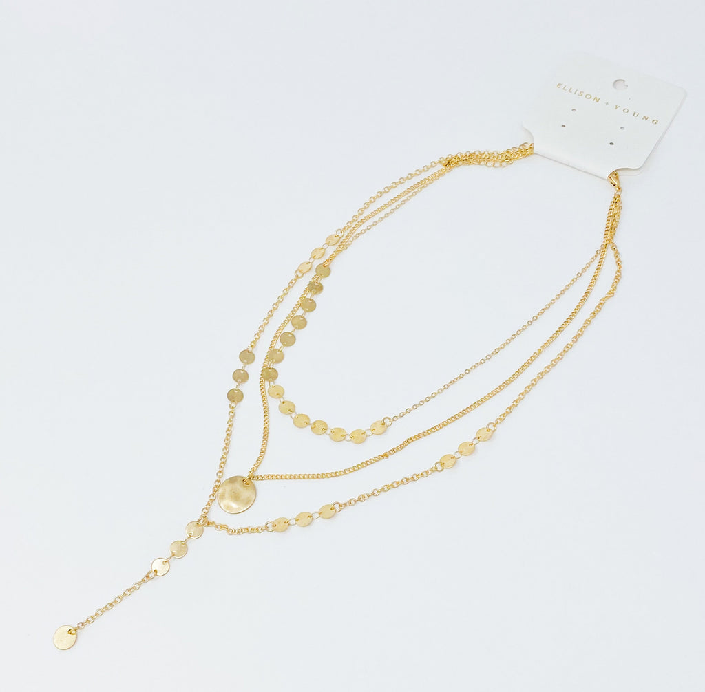 Disc Drop Layered Necklace – Gold Dainty Multi-Layer Chain Necklace for Women Lysandra Luxe