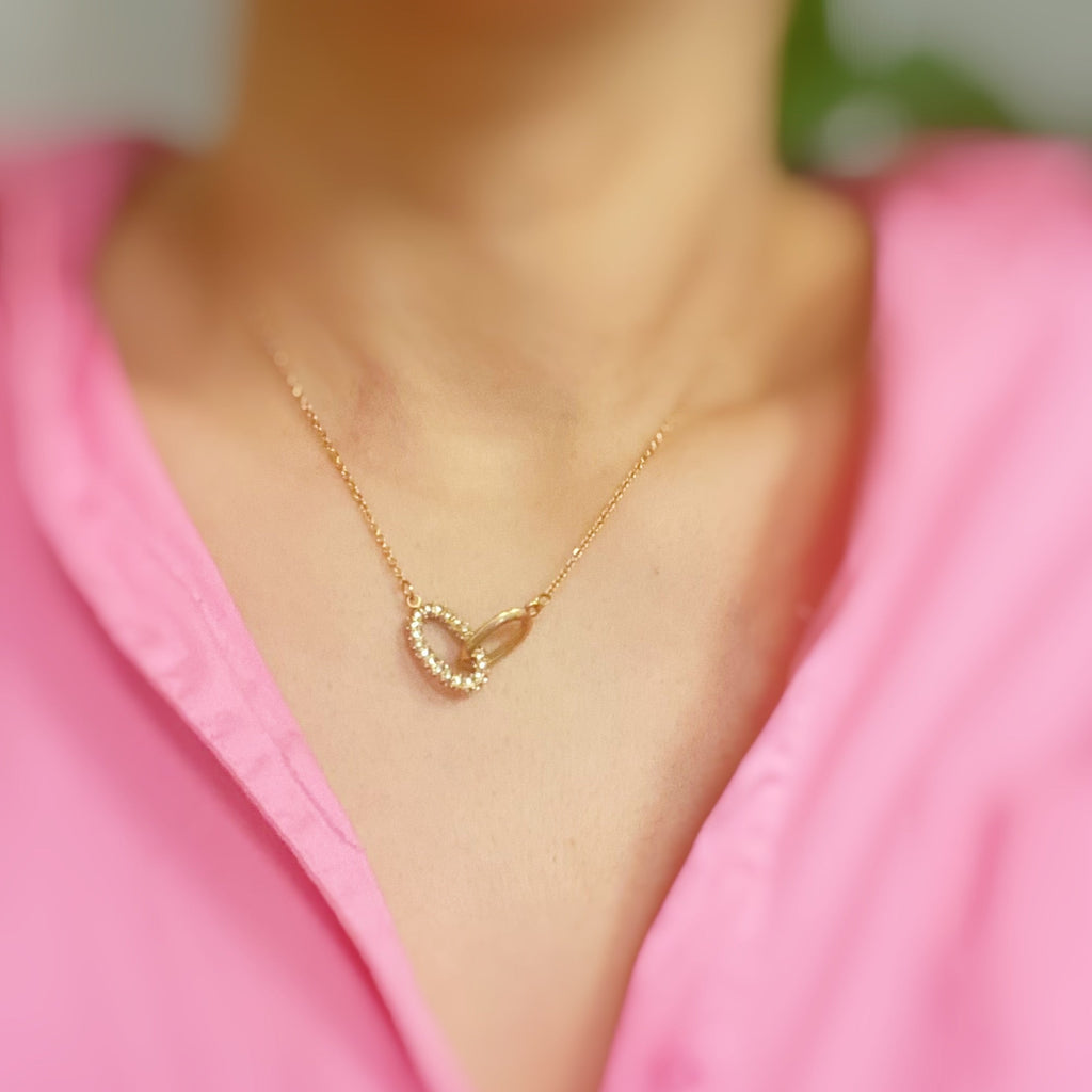 Linked Duo Pendant Necklace – Gold Plated with Pave Sparkle Lysandra Luxe