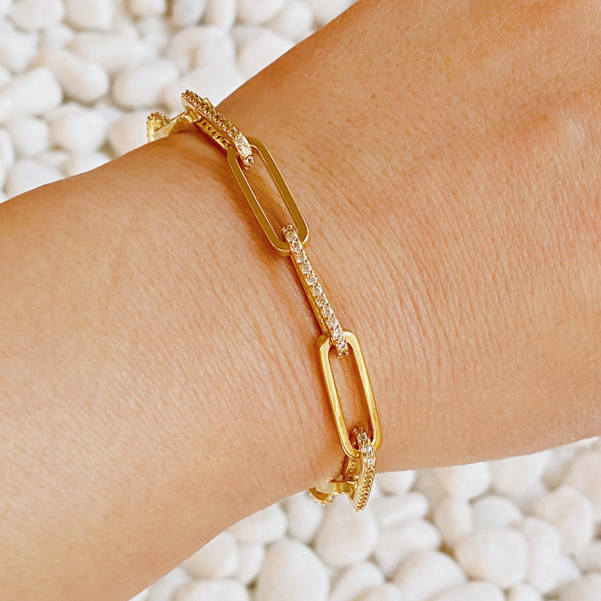 Alternating Shine Link Bracelet – Gold Plated Cubic Zirconia Chain Lysandra Luxe