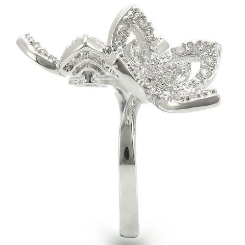 The Twin Blossom Ring – Open Floral Statement Ring in Rhodium-Plated Brass with Clear CZ Accents Lysandra Luxe