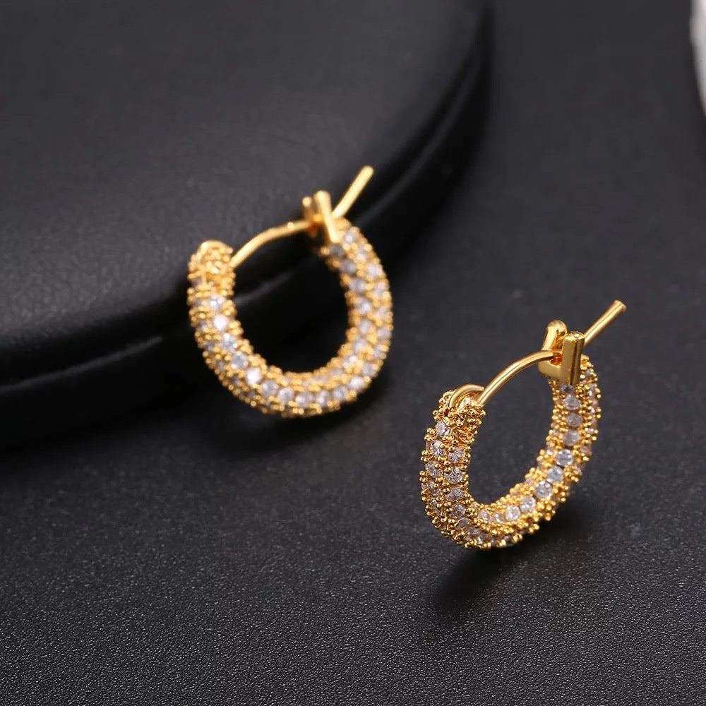 Celeste Sparkle Mini Hoop Earrings – Gold Plated Cubic Zirconia Hoops for Women | Elegant Small Statement Hoops Lysandra Luxe