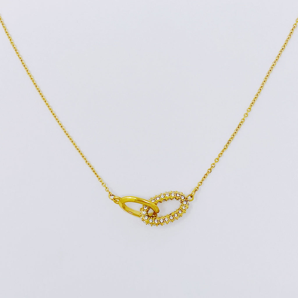 Linked Duo Pendant Necklace – Gold Plated with Pave Sparkle Lysandra Luxe