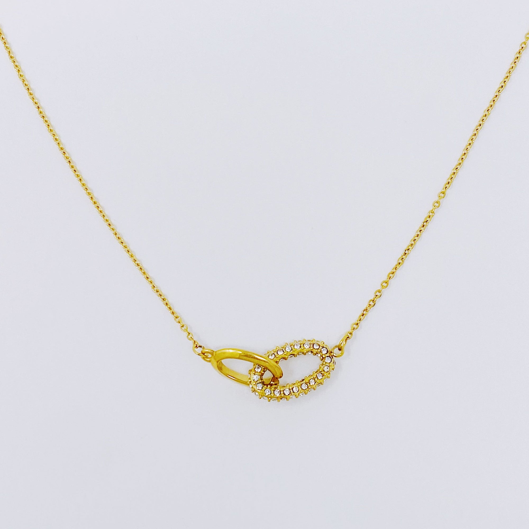 Linked Duo Pendant Necklace – Gold Plated with Pave Sparkle Lysandra Luxe