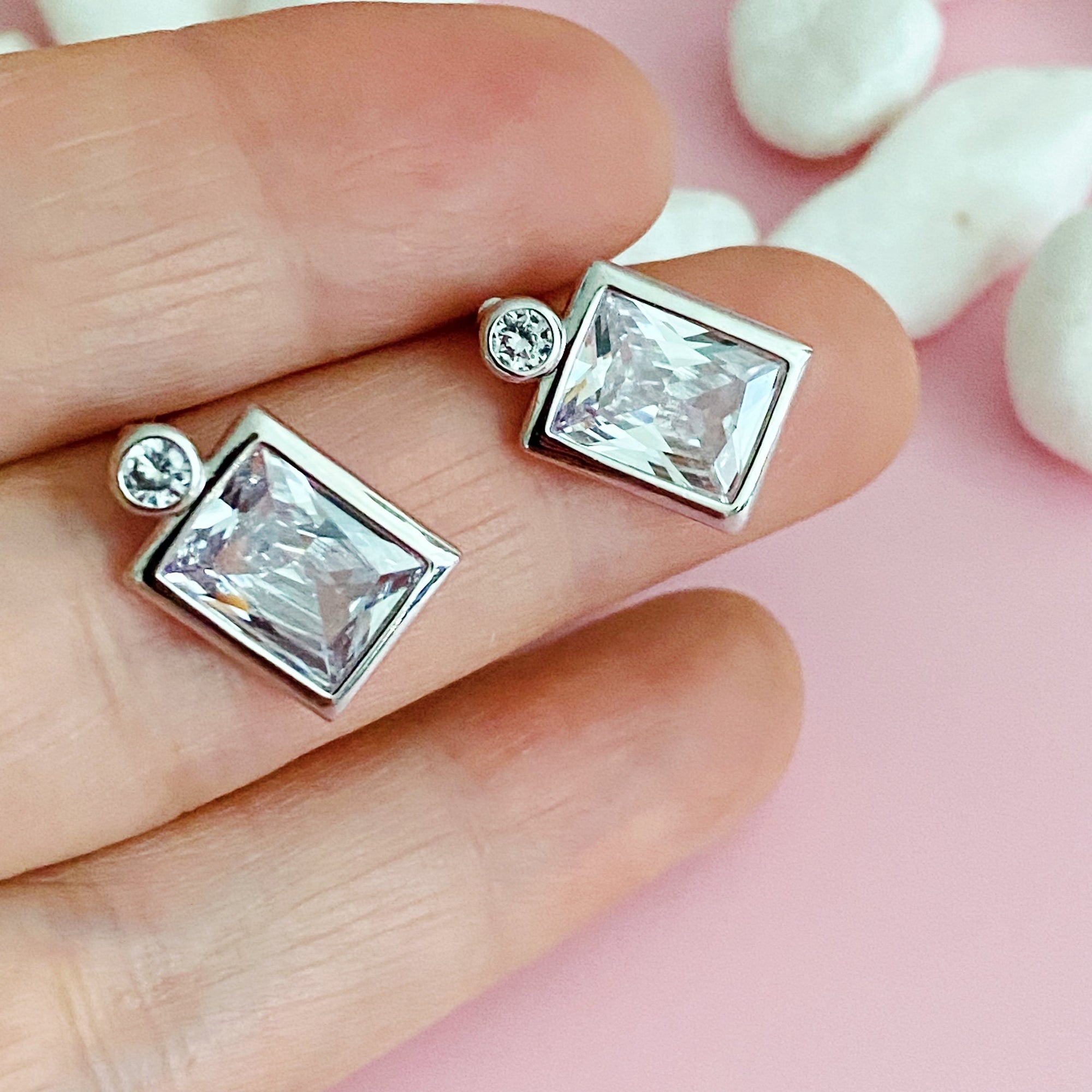 Sparkly Radiant & Circle Stud Earrings – Modern Geometric Glam Lysandra Luxe