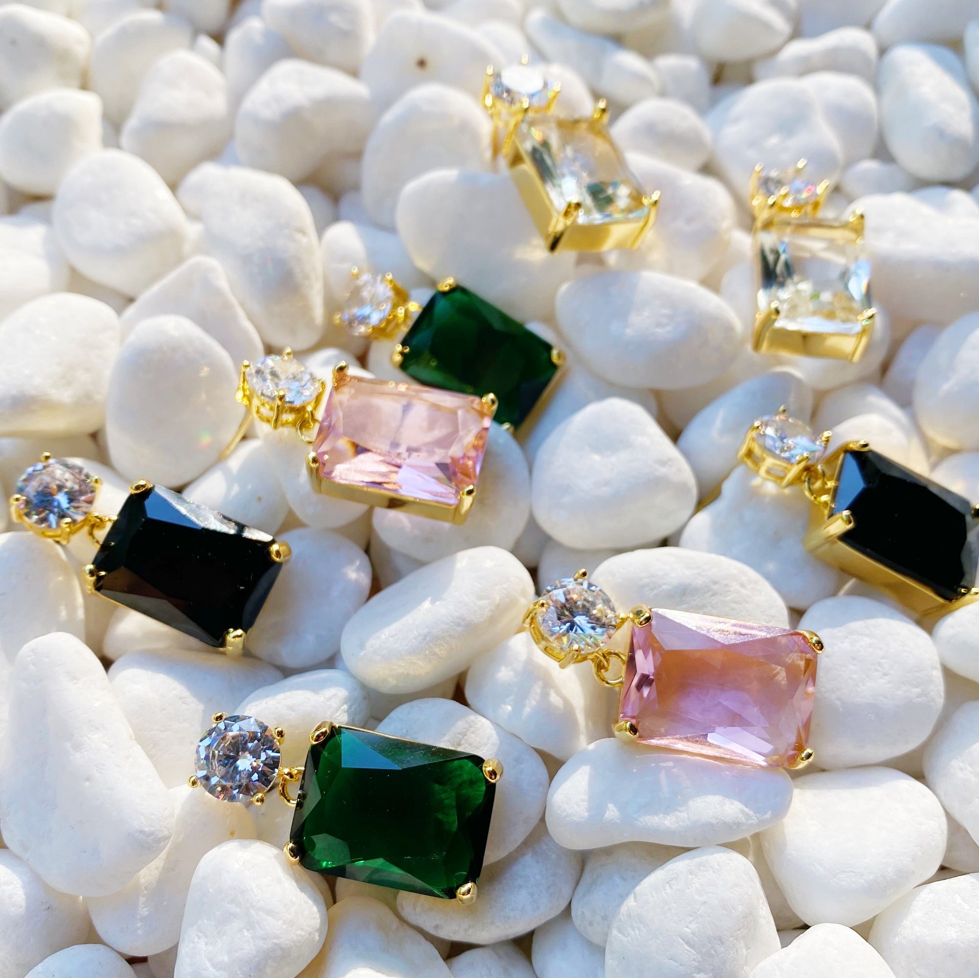 Regal Radiant & Round CZ Drop Earrings – Gold Plated Statement Jewelry Lysandra Luxe