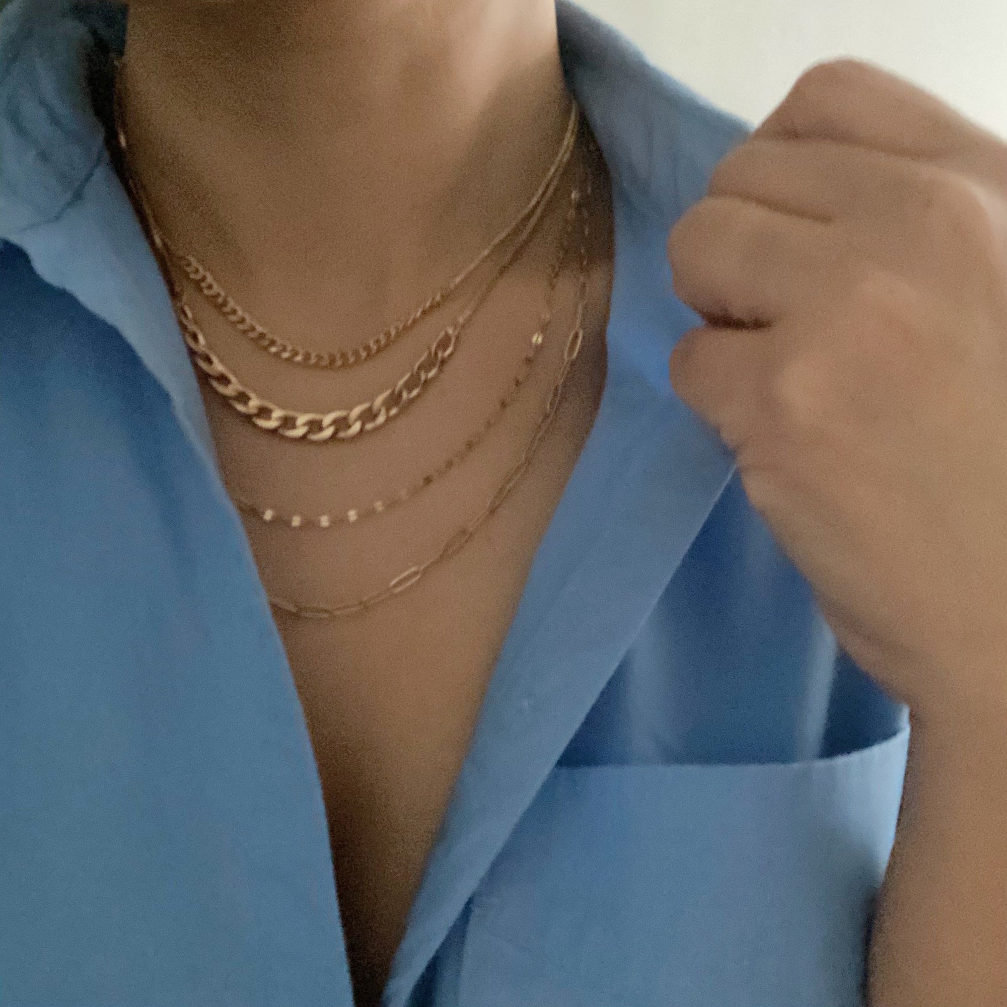 Brooklyn Four Chains Layered Necklace – Gold or Silver Multi-Chain Statement Necklace for Women