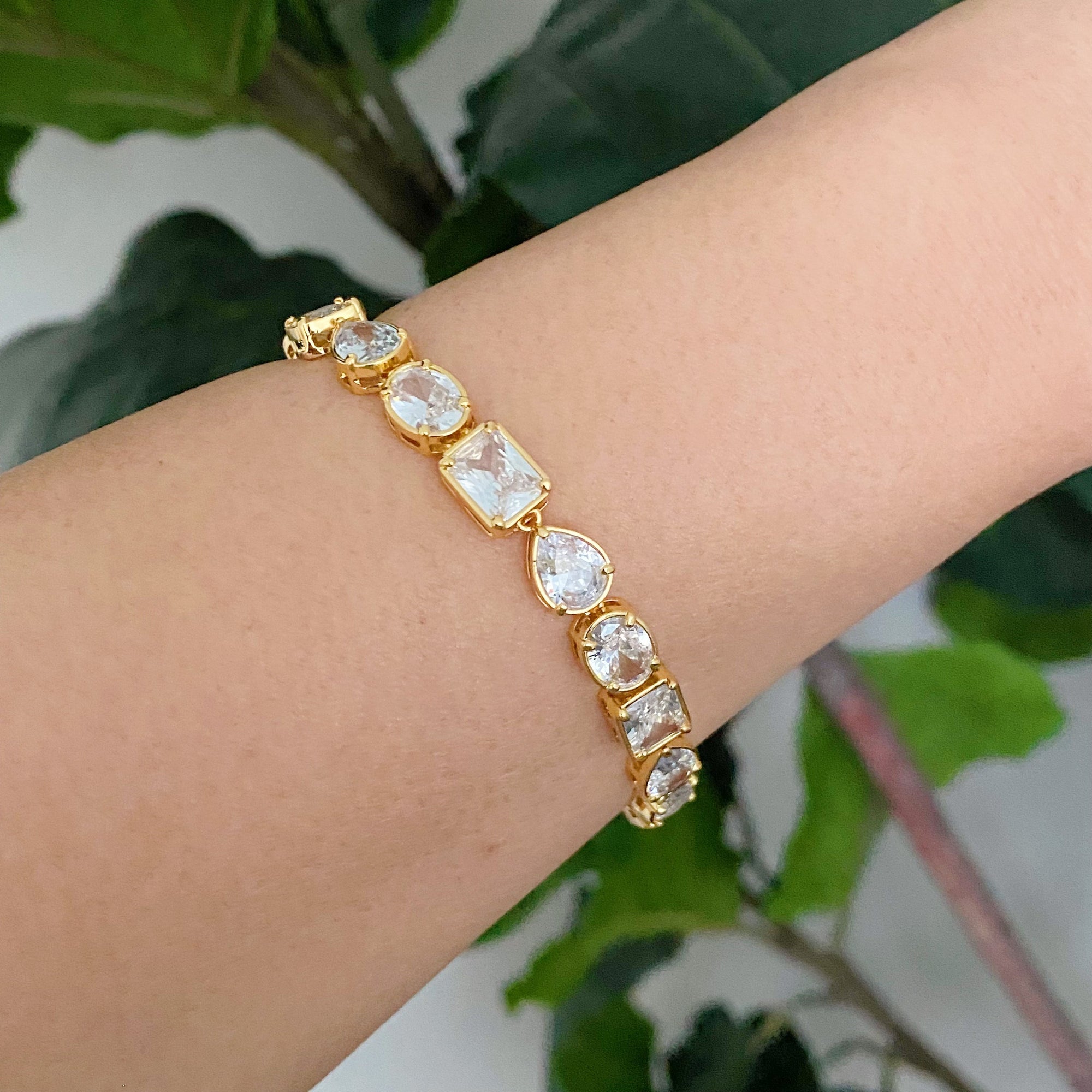 Luxe Geometric Sparkle Bracelet – Gold Plated with Cubic Zirconia Lysandra Luxe
