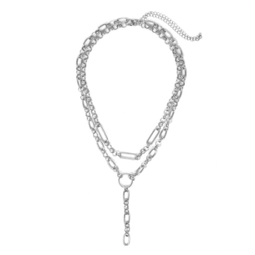 T Drop Layered Chain Necklace – Designer-Inspired Y Necklace with Double Chains Lysandra Luxe