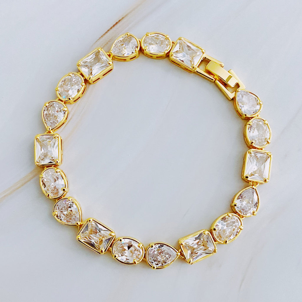 Luxe Geometric Sparkle Bracelet – Gold Plated with Cubic Zirconia Lysandra Luxe