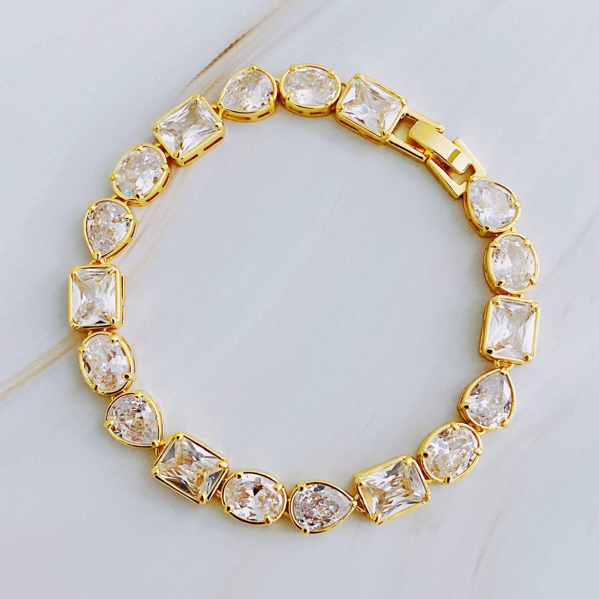 Luxe Geometric Sparkle Bracelet – Gold Plated with Cubic Zirconia Lysandra Luxe