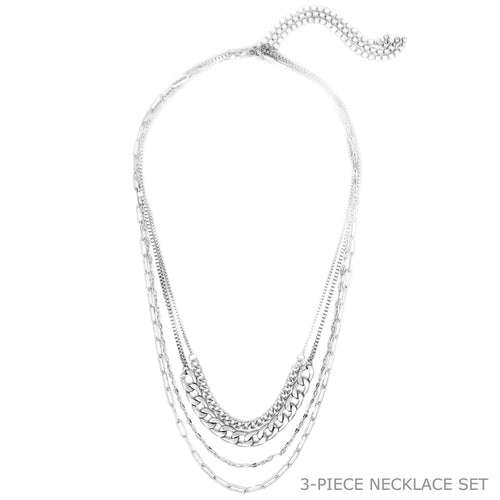 Brooklyn Four Chains Layered Necklace – Gold or Silver Multi-Chain Statement Necklace for Women