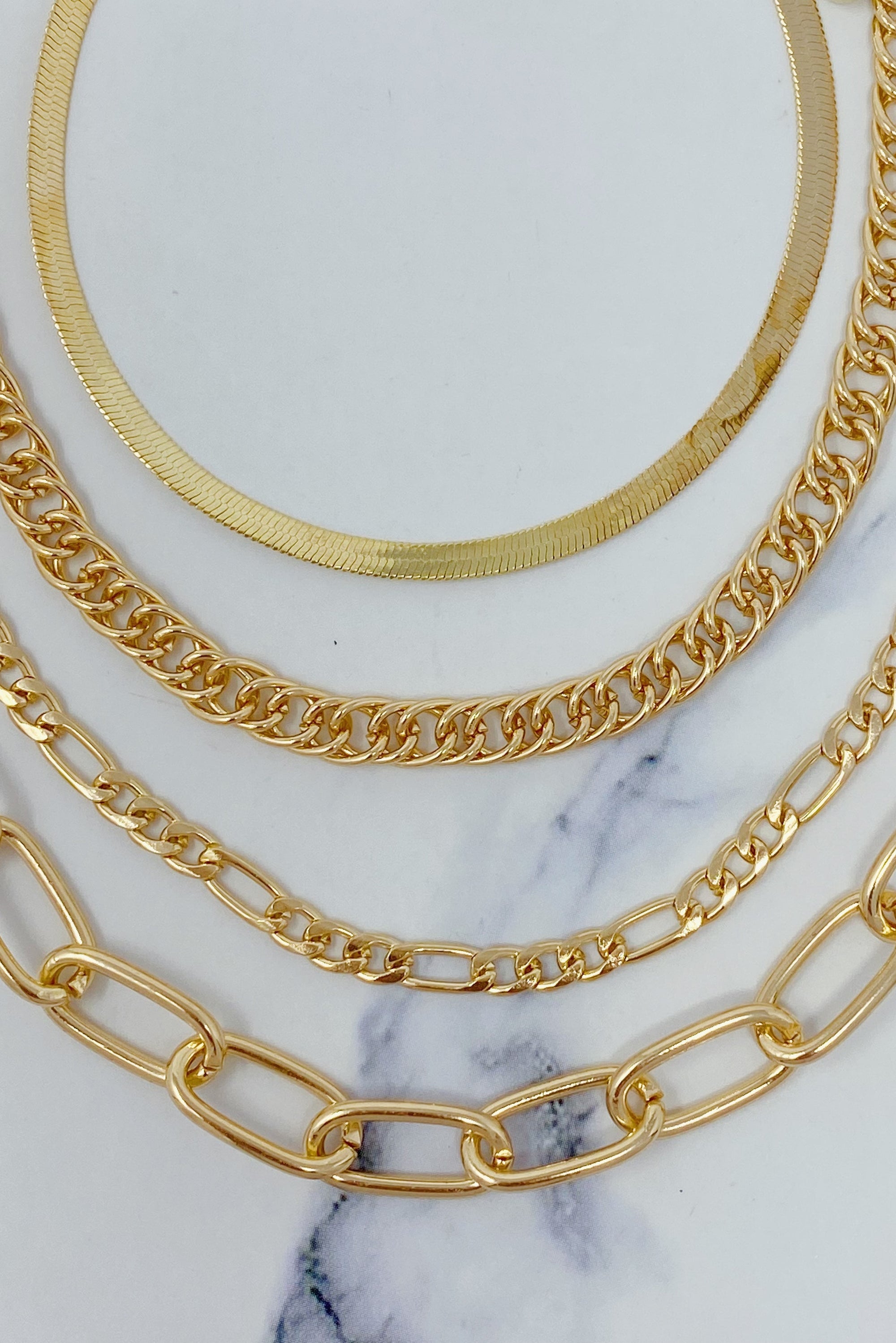 Gold Layered Chain Anklet Set – 4-Piece Adjustable Gold Plated Anklets for Women | Trendy Layered Foot Jewelry