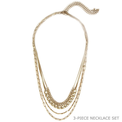Brooklyn Four Chains Layered Necklace – Gold or Silver Multi-Chain Statement Necklace for Women