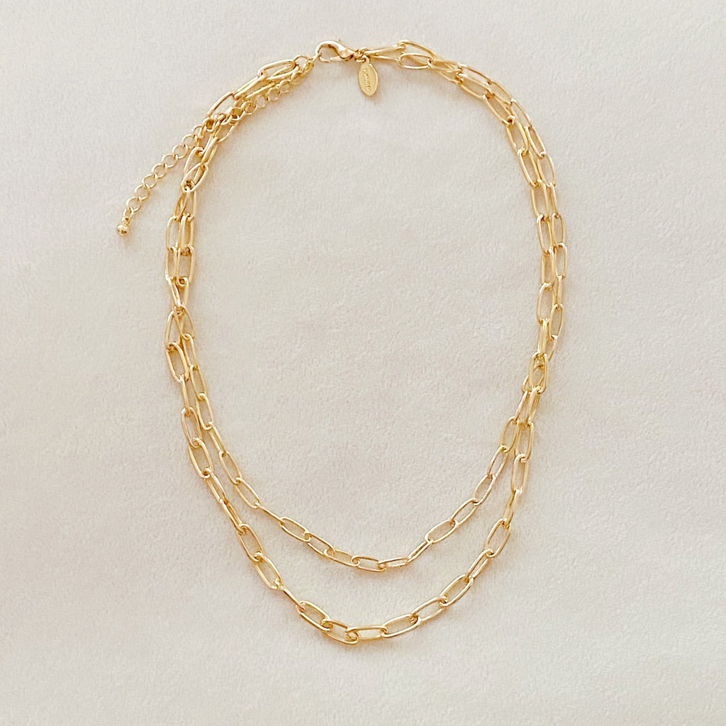 Double Layered Chain Link Necklace – Chunky Gold Statement Necklace for Women Lysandra Luxe
