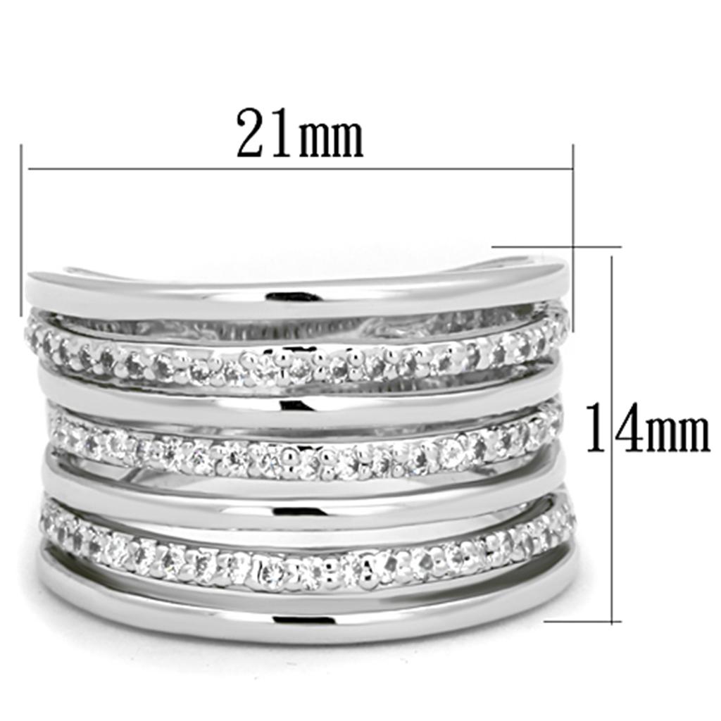 The Luminous Bars Ring – Silver-Tone Statement Ring with Clear Crystal Stripes in Rhodium-Plated Brass Lysandra Luxe