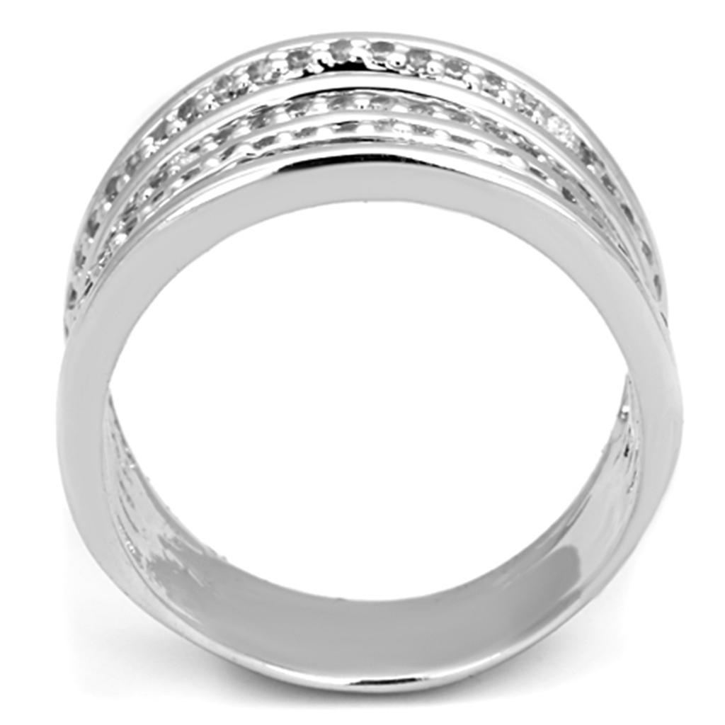 The Luminous Bars Ring – Silver-Tone Statement Ring with Clear Crystal Stripes in Rhodium-Plated Brass Lysandra Luxe