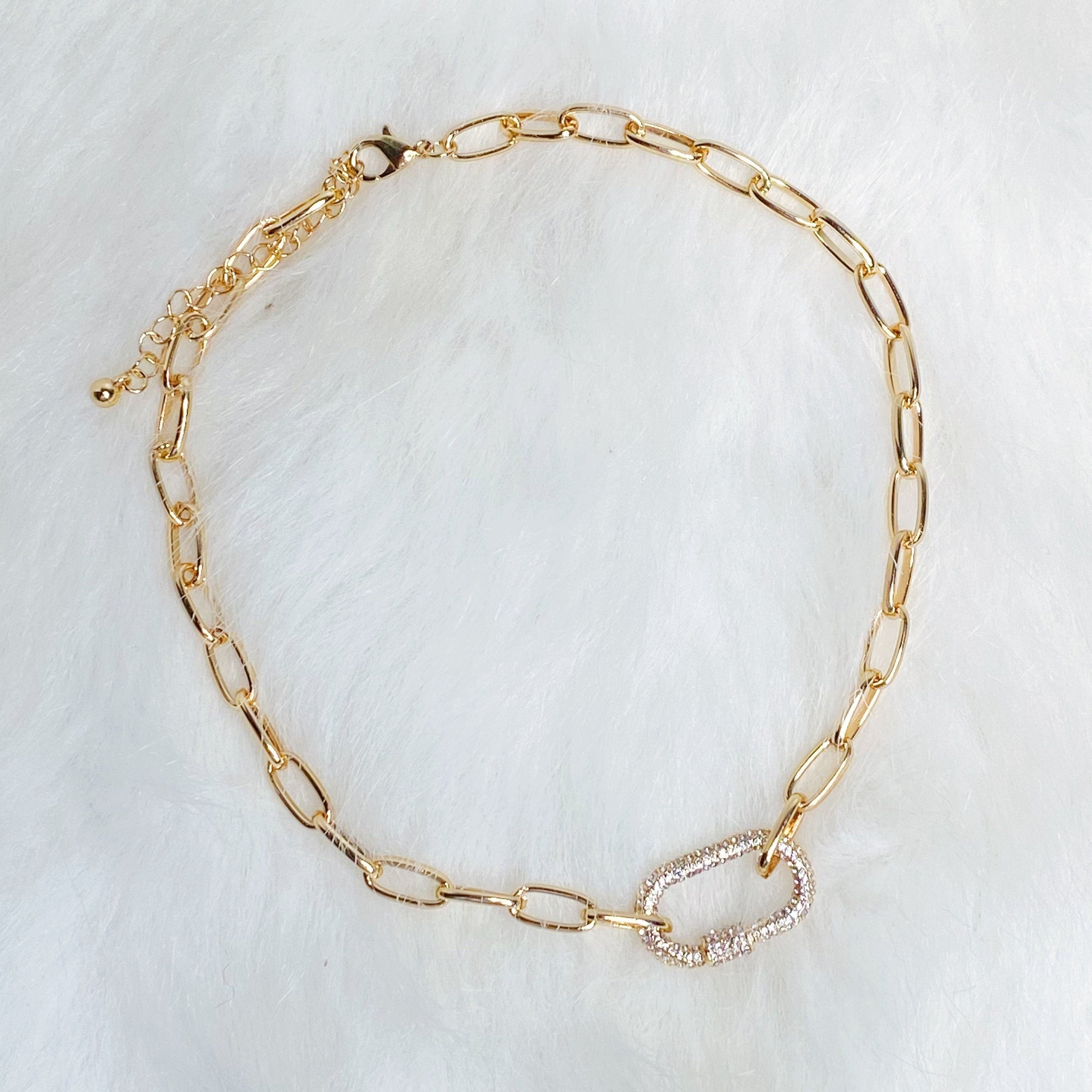 Radiance Link Statement Necklace – Gold Chain with Cubic Zirconia Accent Lysandra Luxe