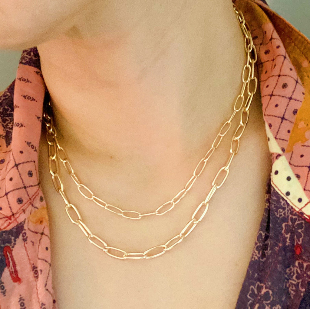 Double Layered Chain Link Necklace – Chunky Gold Statement Necklace for Women Lysandra Luxe