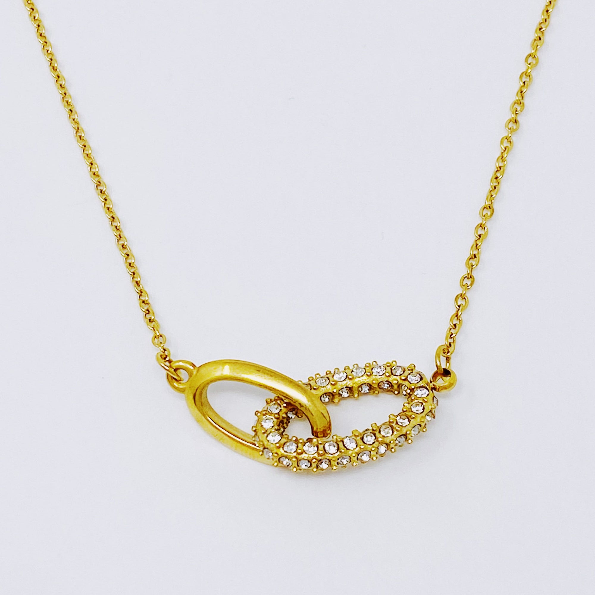 Linked Duo Pendant Necklace – Gold Plated with Pave Sparkle Lysandra Luxe