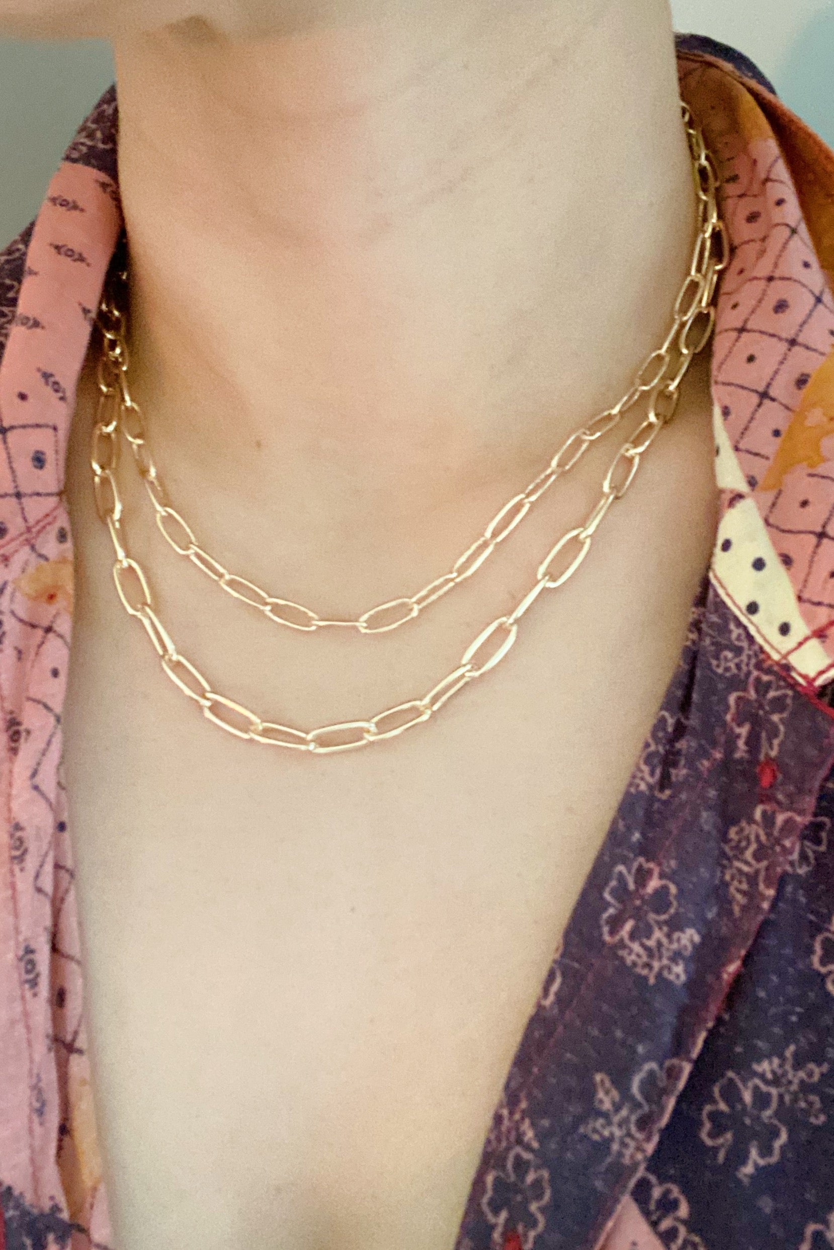 Double Layered Chain Link Necklace – Chunky Gold Statement Necklace for Women