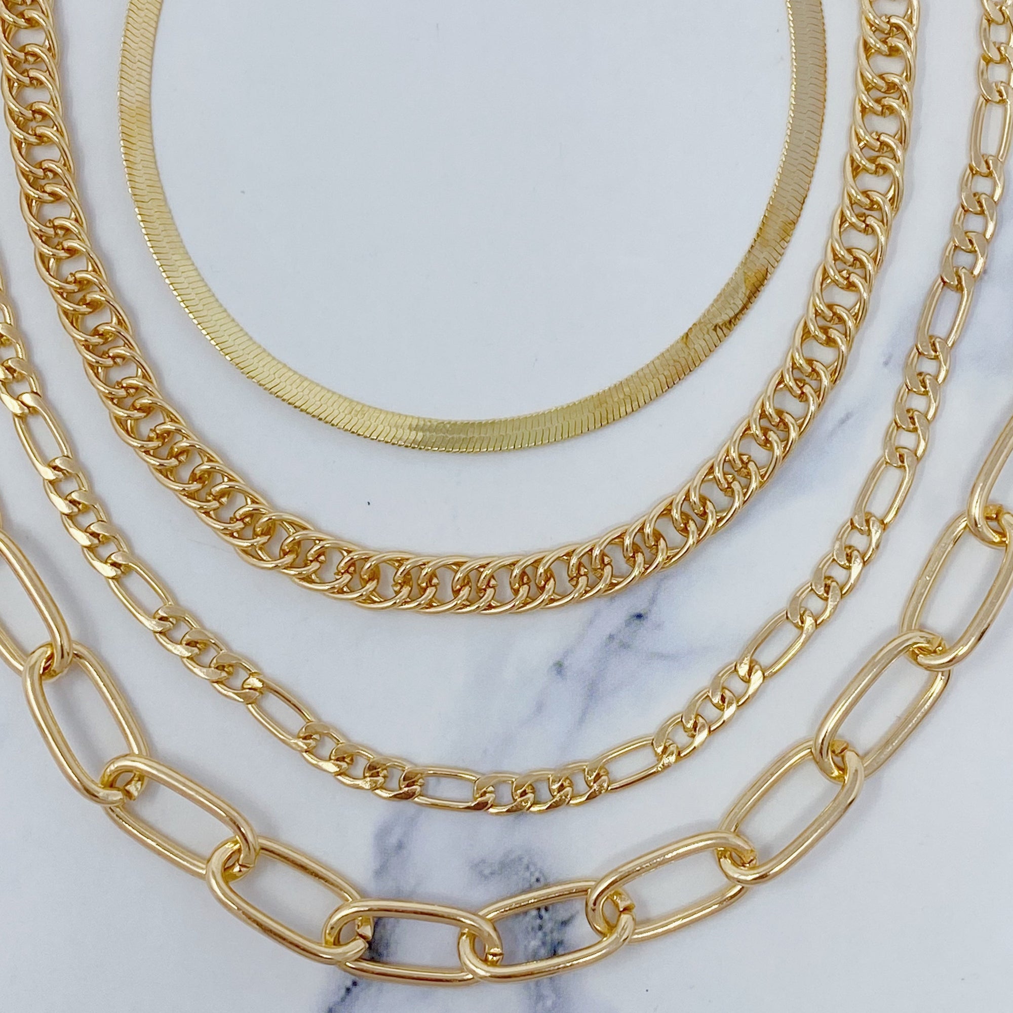 Gold Layered Chain Anklet Set – 4-Piece Adjustable Gold Plated Anklets for Women | Trendy Layered Foot Jewelry