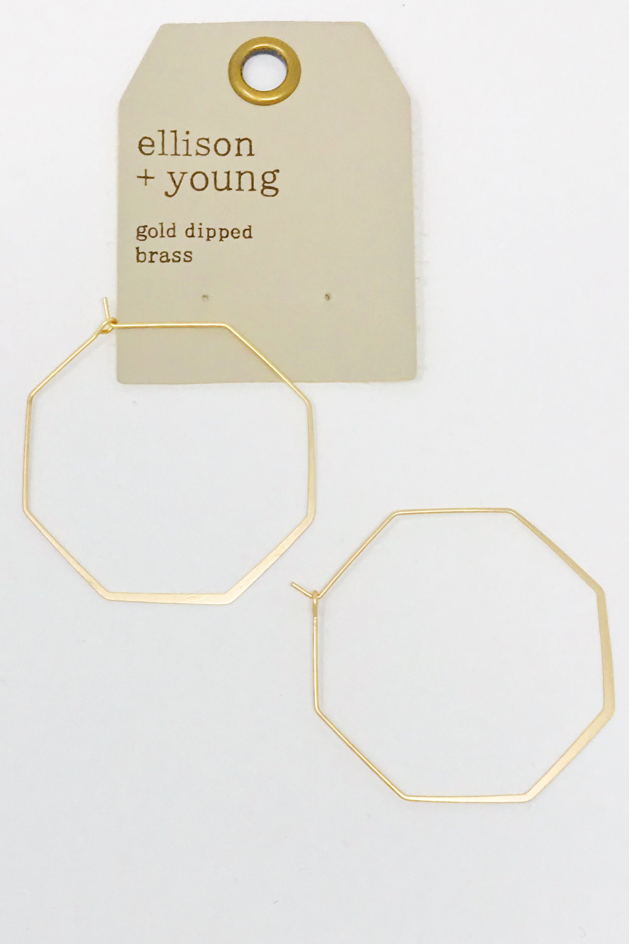 Small Gold Octagon Hoop Earrings – Geometric Gold Dipped Brass Hoops for Women Lysandra Luxe