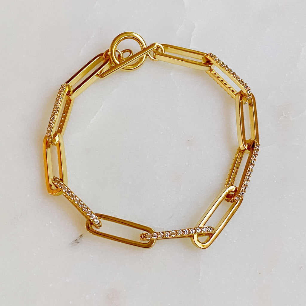 Alternating Shine Link Bracelet – Gold Plated Cubic Zirconia Chain Lysandra Luxe