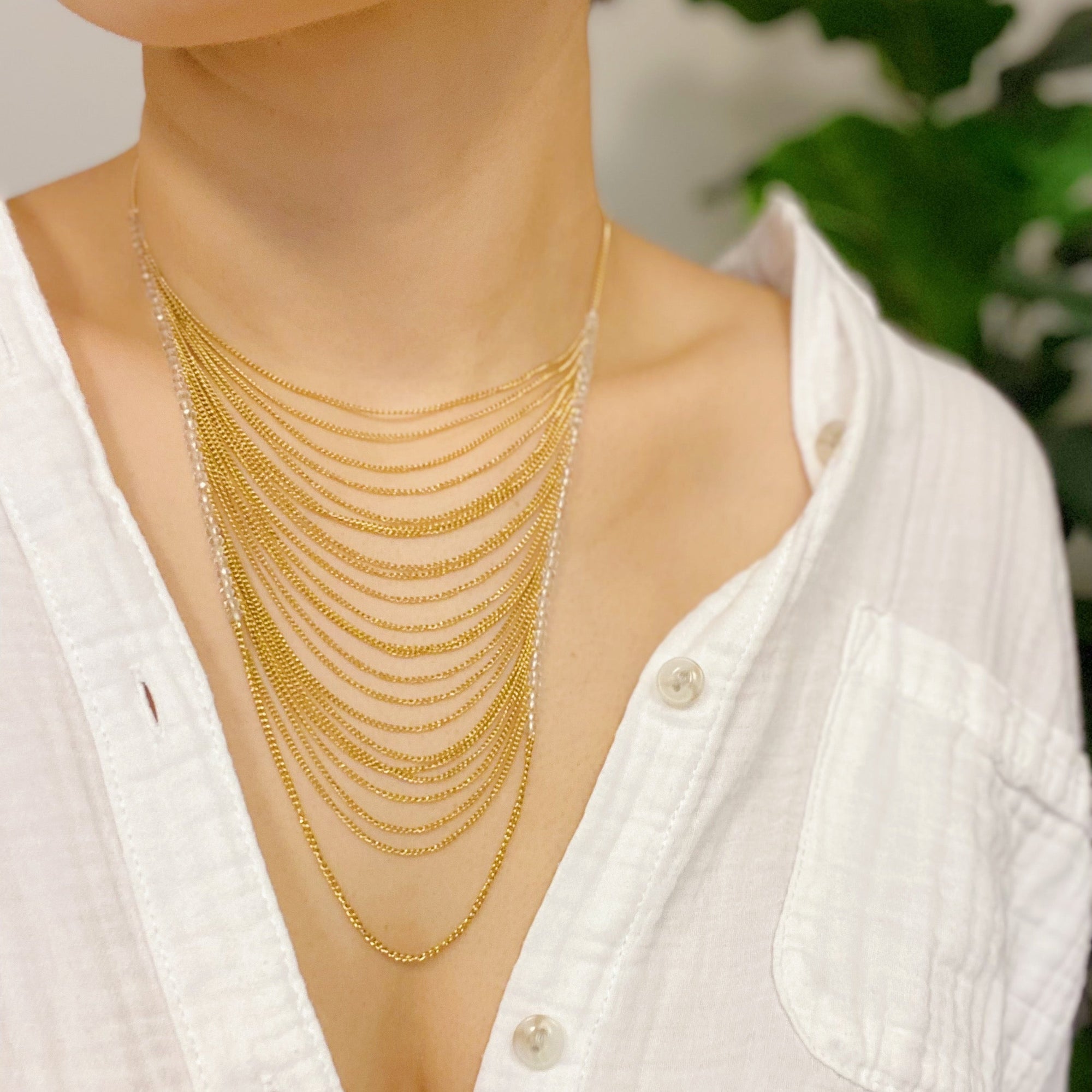 Aurora Arched Chain Drop Necklace – Gold Plated with Glass Bead Detail Lysandra Luxe