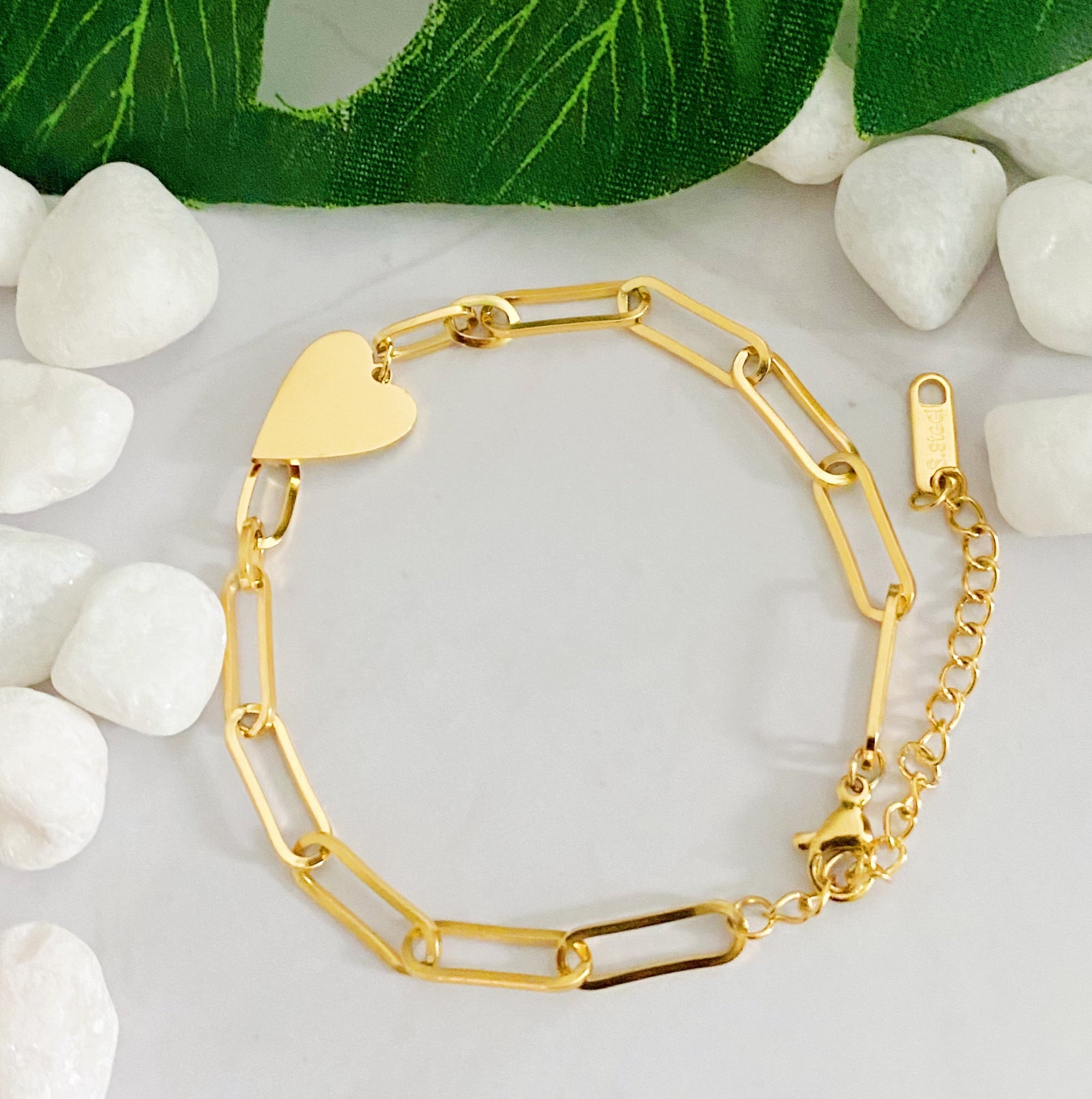 You Are My Side Heart Bracelet – Gold Stainless Steel Heart Charm Bracelet for Women | Tarnish Resistant Everyday Jewelry Lysandra Luxe
