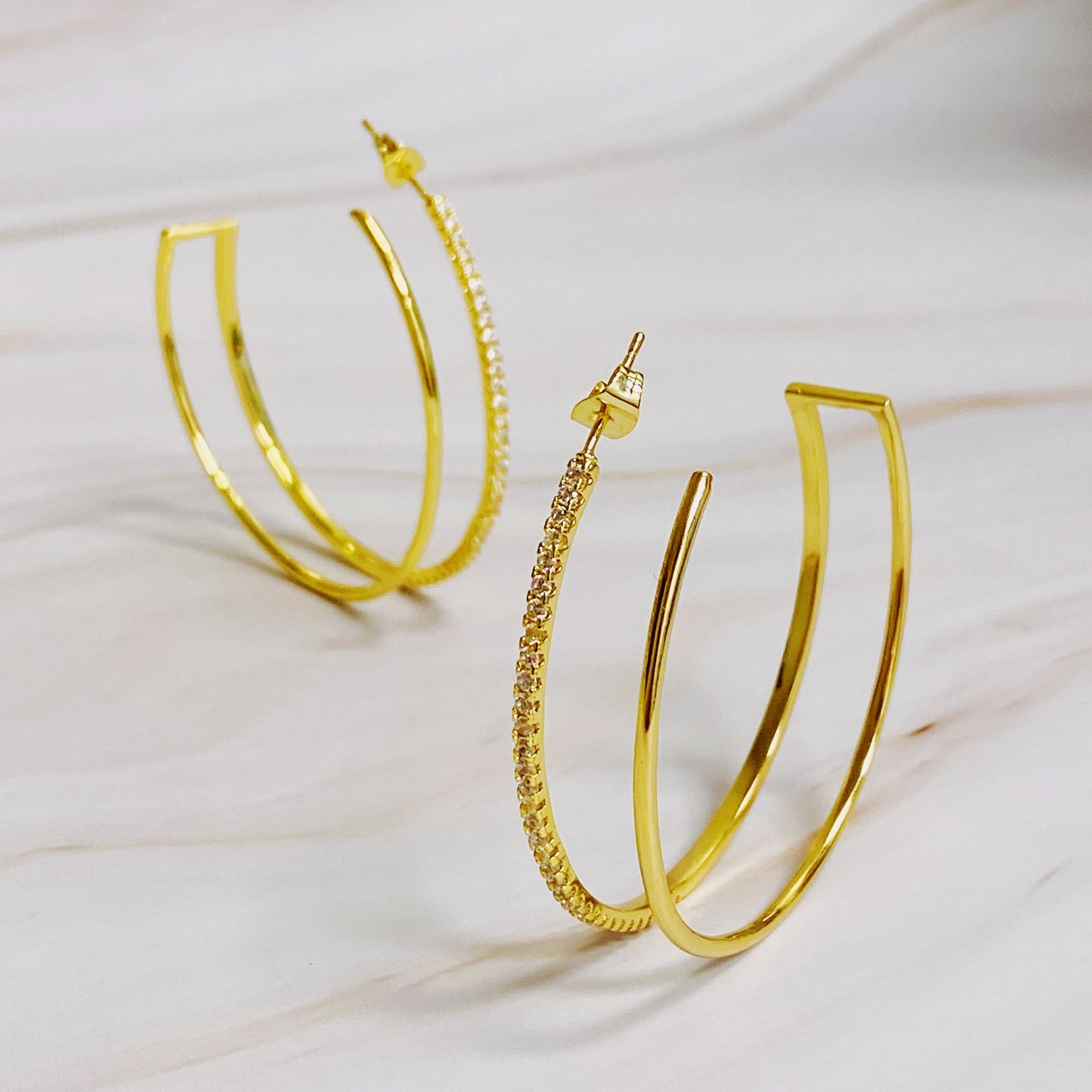 Golden Glow Double Open Hoop Earrings – Modern Sparkle Statement Hoops Lysandra Luxe