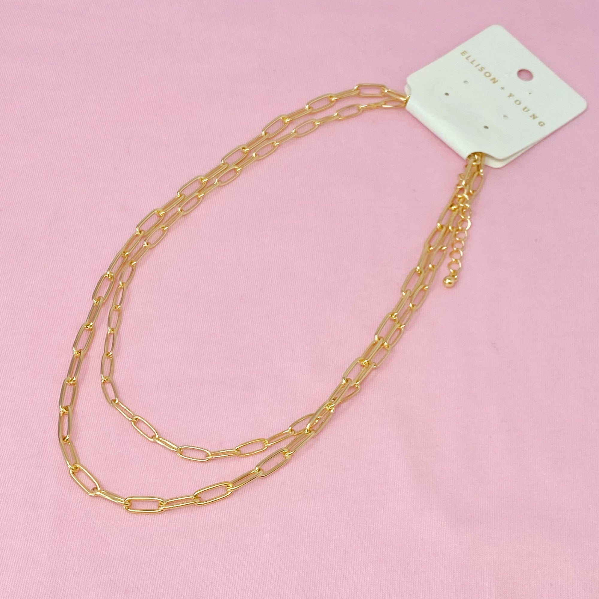 Double Layered Chain Link Necklace – Chunky Gold Statement Necklace for Women