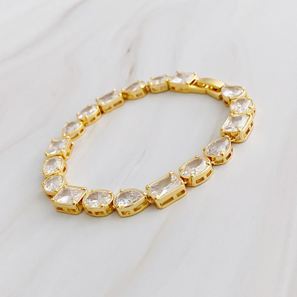 Luxe Geometric Sparkle Bracelet – Gold Plated with Cubic Zirconia Lysandra Luxe