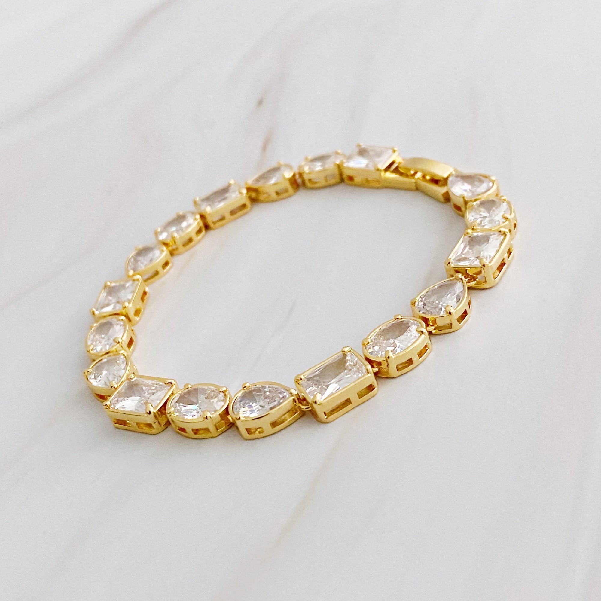 Luxe Geometric Sparkle Bracelet – Gold Plated with Cubic Zirconia Lysandra Luxe