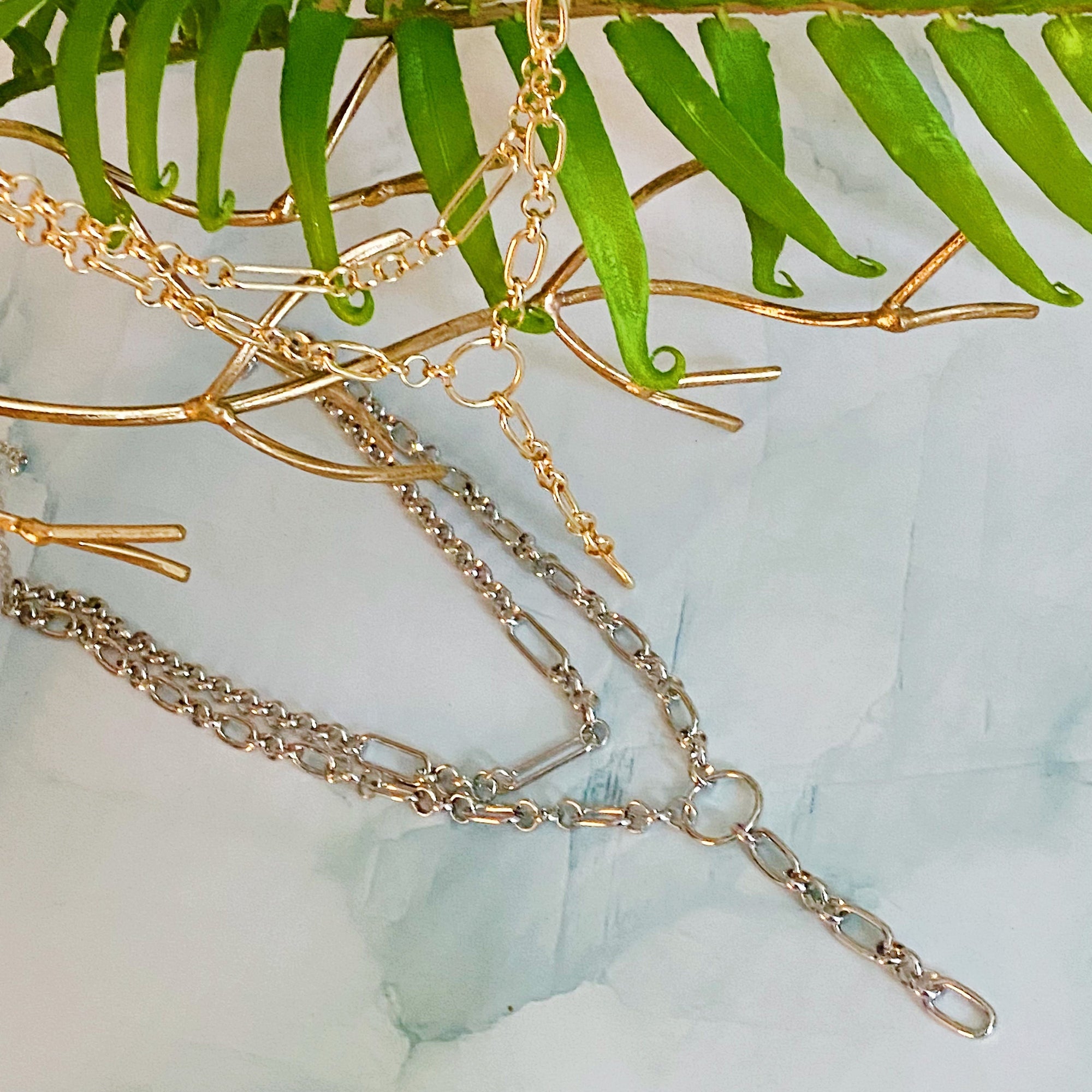 T Drop Layered Chain Necklace – Designer-Inspired Y Necklace with Double Chains