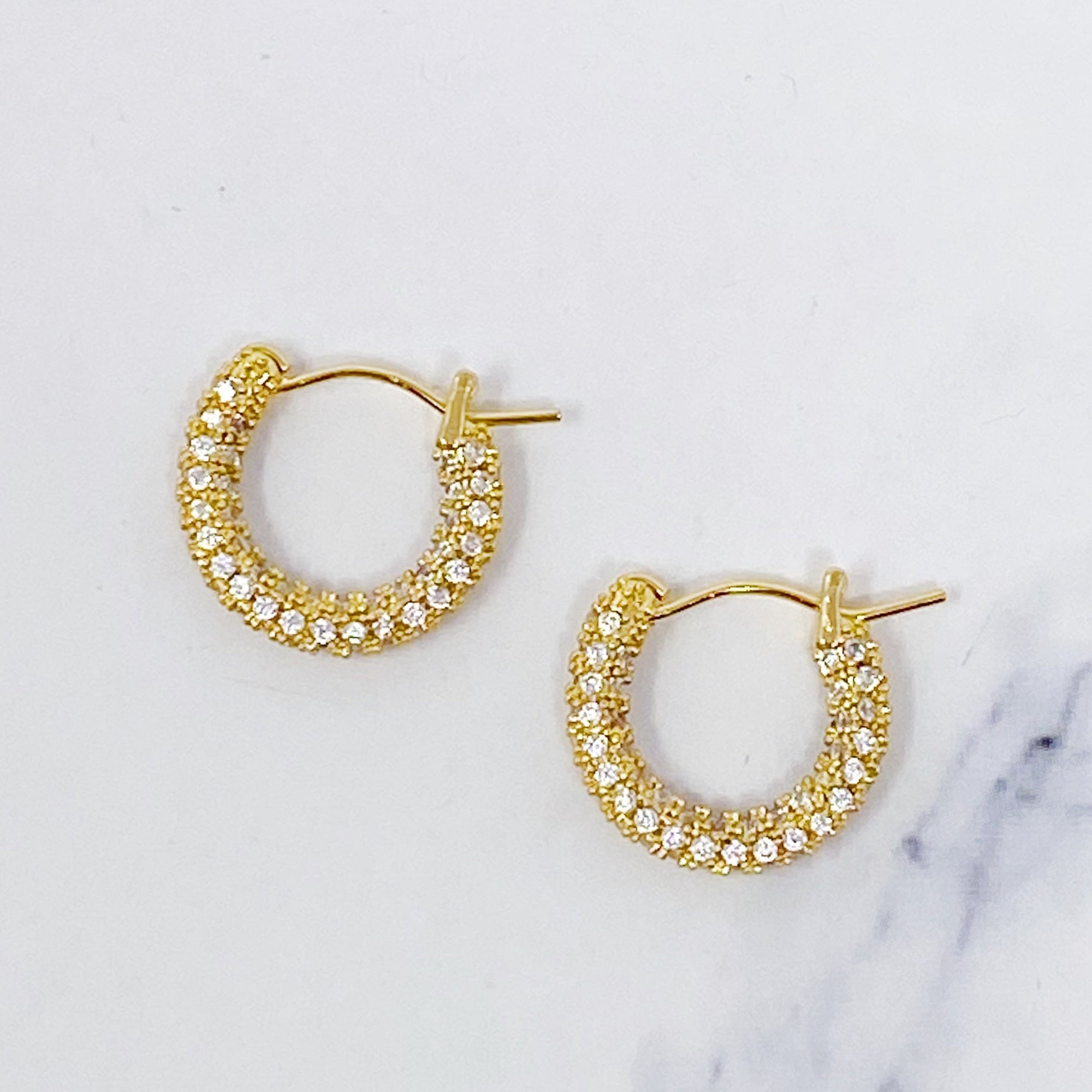 Celeste Sparkle Mini Hoop Earrings – Gold Plated Cubic Zirconia Hoops for Women | Elegant Small Statement Hoops Lysandra Luxe