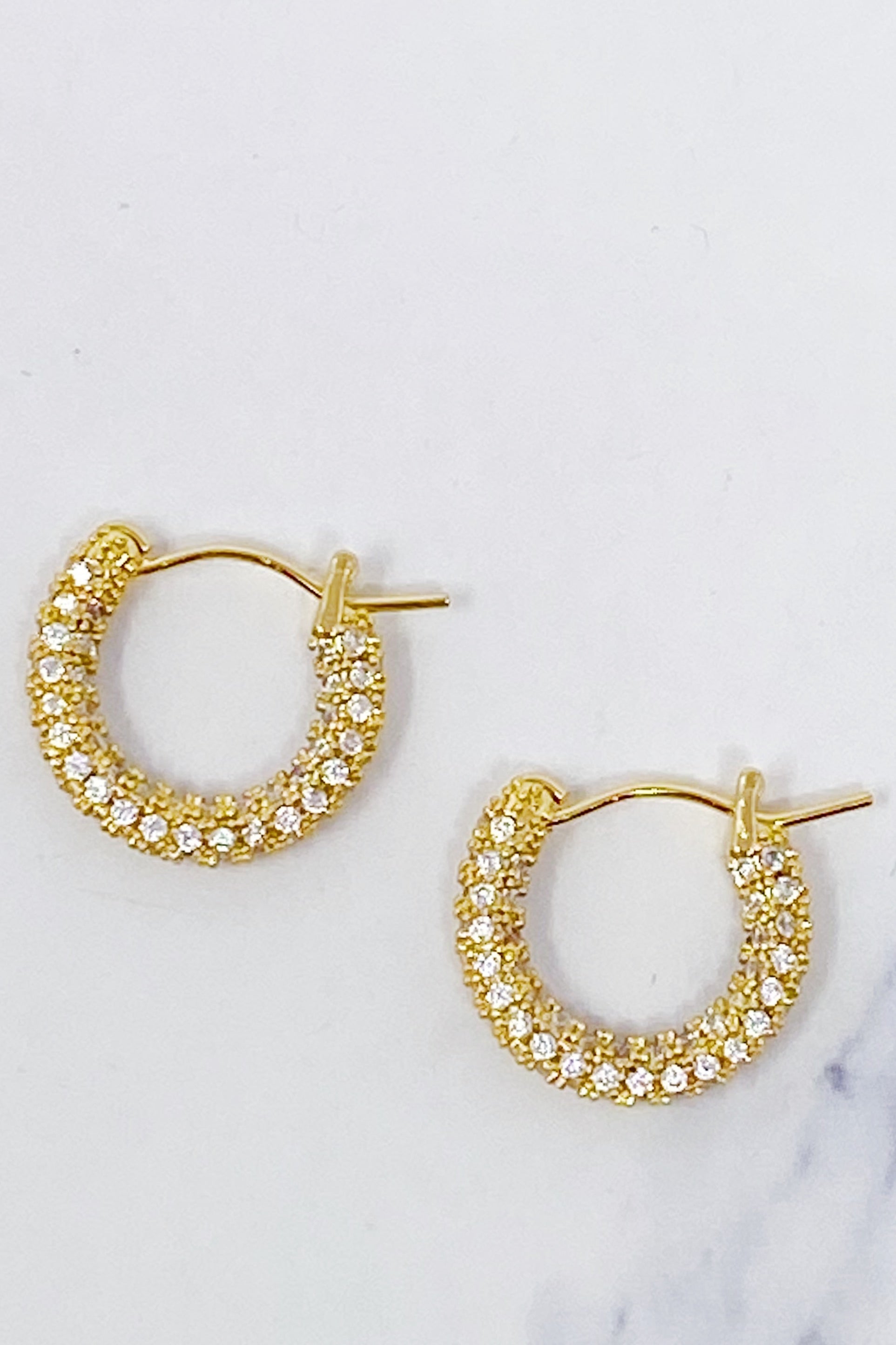 Celeste Sparkle Mini Hoop Earrings – Gold Plated Cubic Zirconia Hoops for Women | Elegant Small Statement Hoops Lysandra Luxe