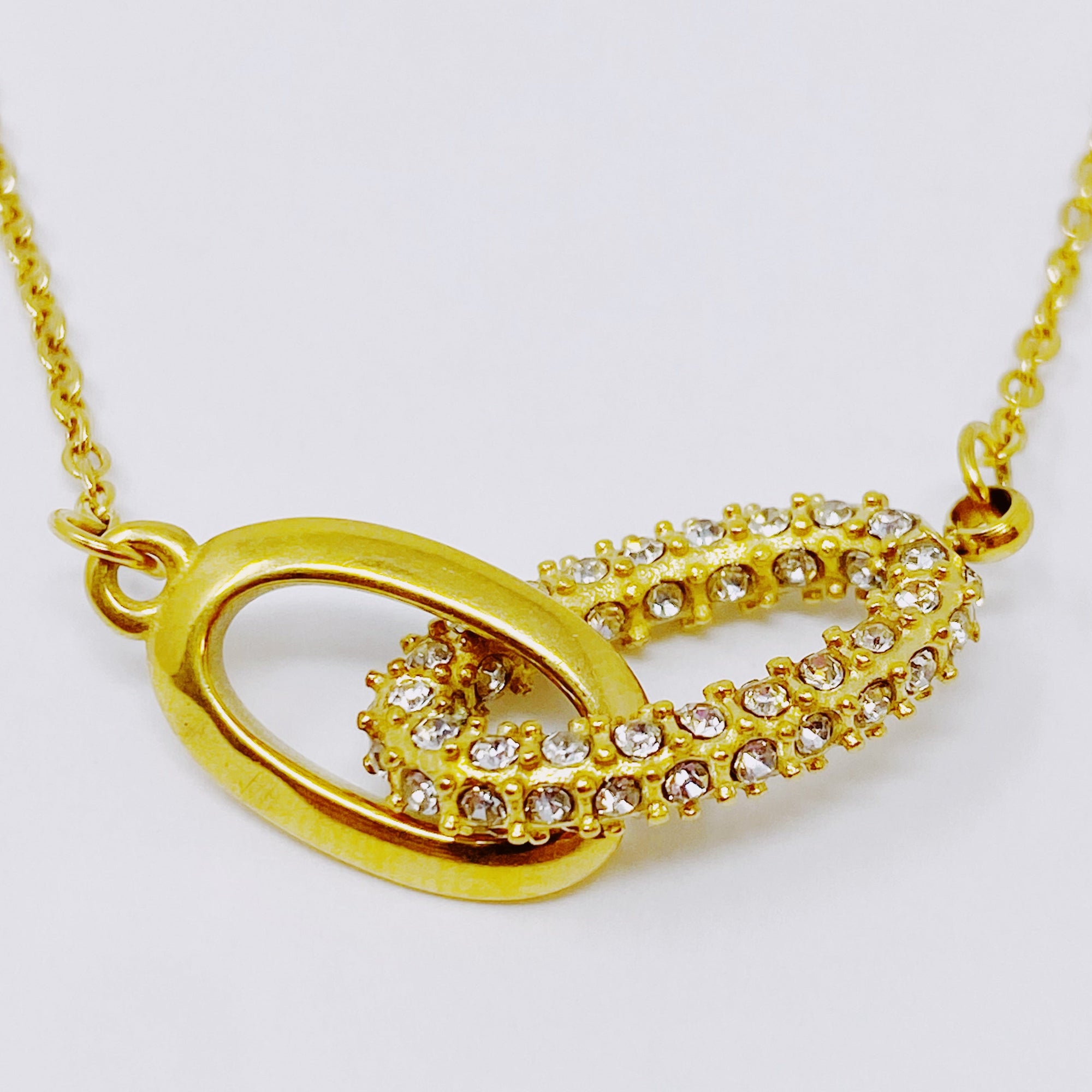Linked Duo Pendant Necklace – Gold Plated with Pave Sparkle Lysandra Luxe