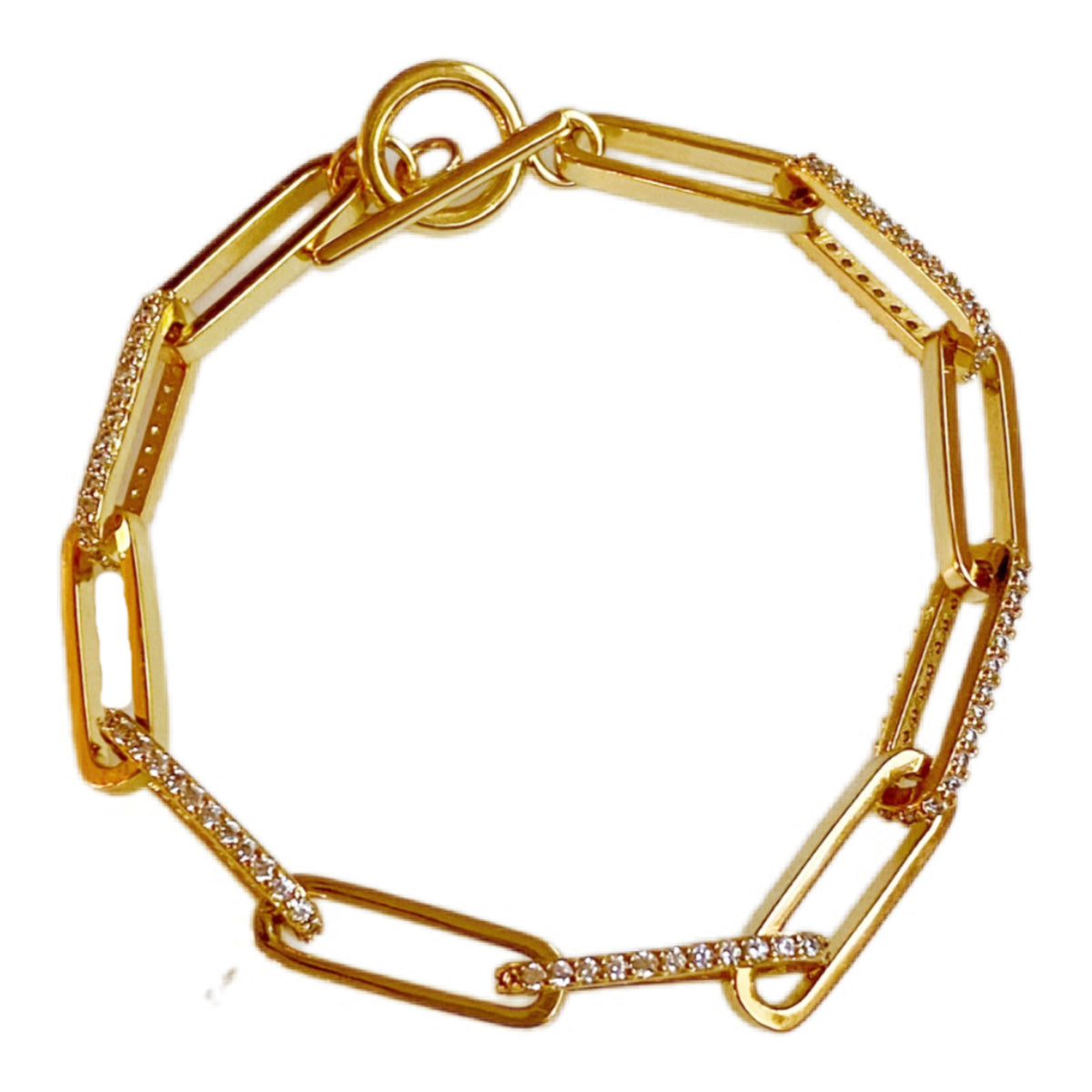 Alternating Shine Link Bracelet – Gold Plated Cubic Zirconia Chain Lysandra Luxe