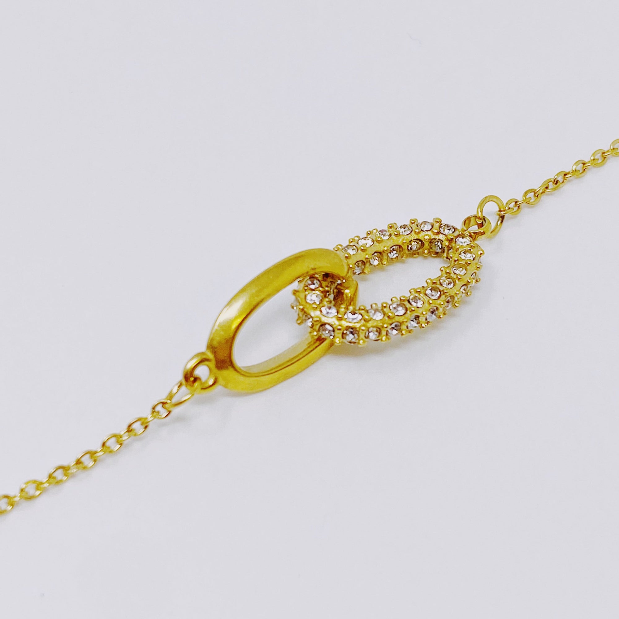 Linked Duo Pendant Necklace – Gold Plated with Pave Sparkle Lysandra Luxe