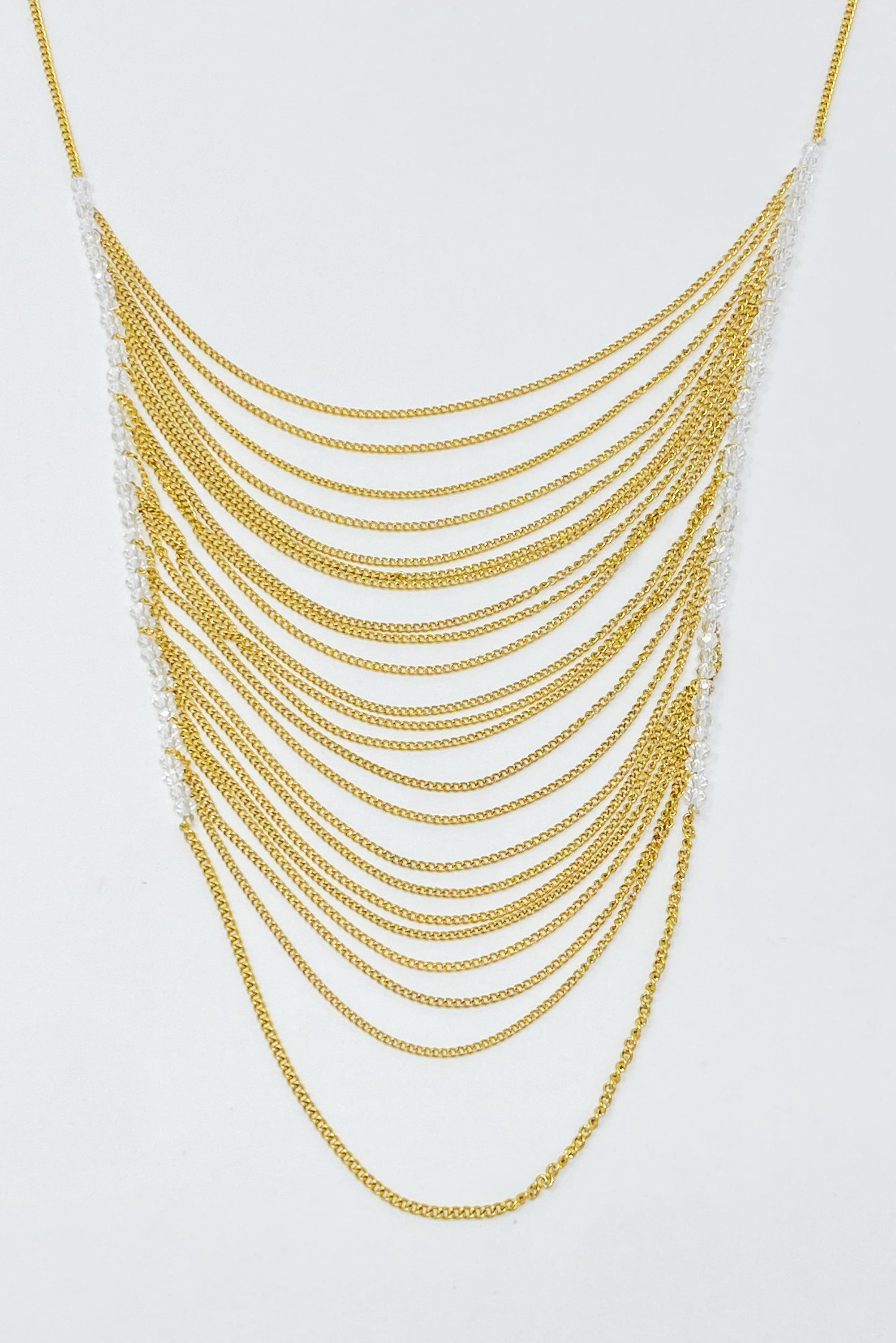 Aurora Arched Chain Drop Necklace – Gold Plated with Glass Bead Detail Lysandra Luxe