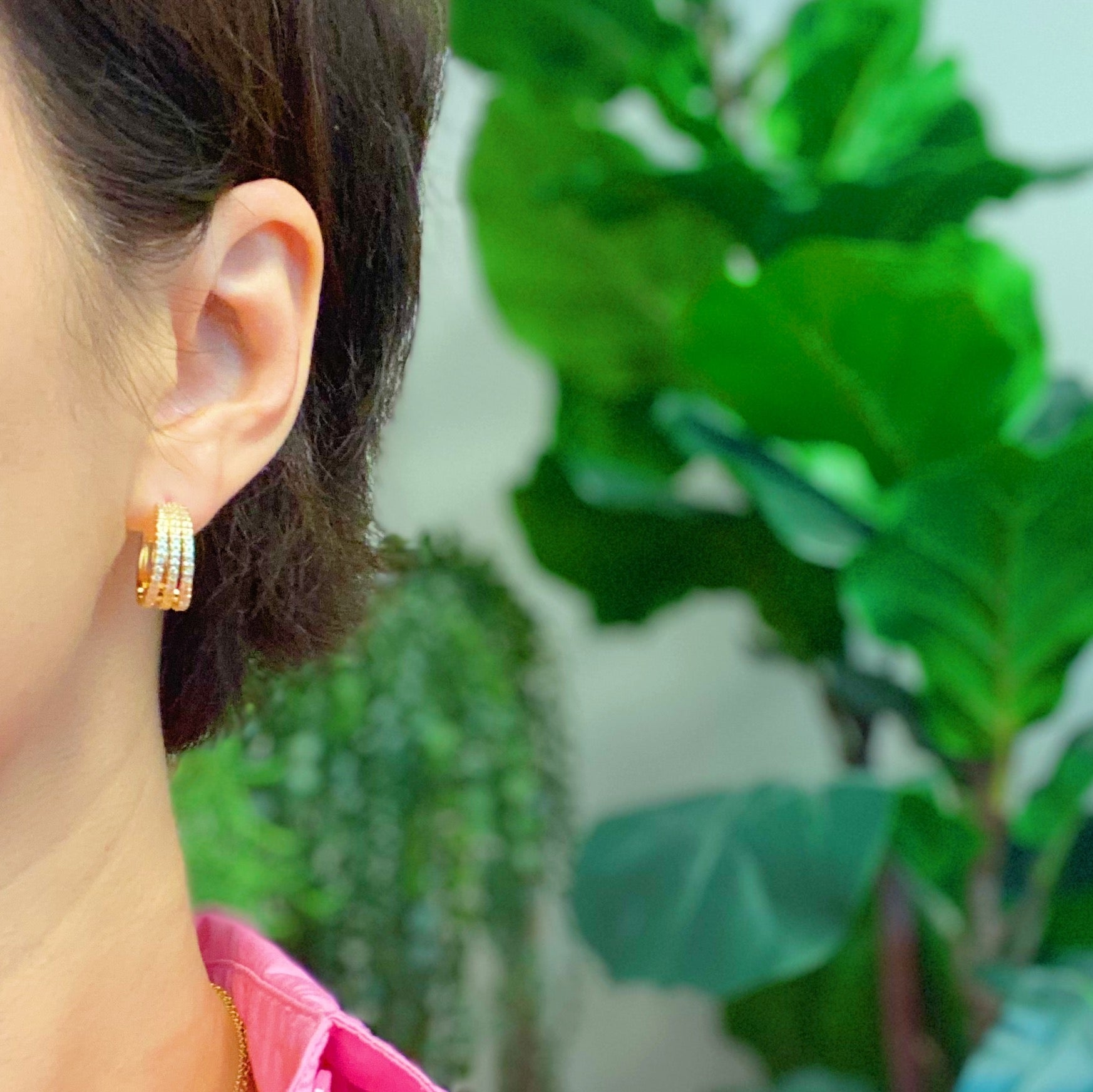 Tri-Luxe Sparkle Huggie Earrings – Gold Plated with Cubic Zirconia Lysandra Luxe