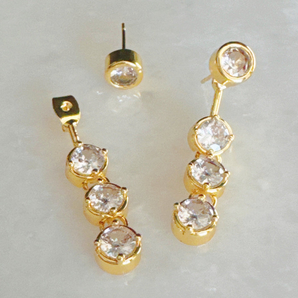 Backdrop Bezel Earrings – Minimalist Gold Drop Earrings for Women | 18k Gold Plated Brass, Elegant Bezel Setting, Tarnish-Free Jewelry Lysandra Luxe