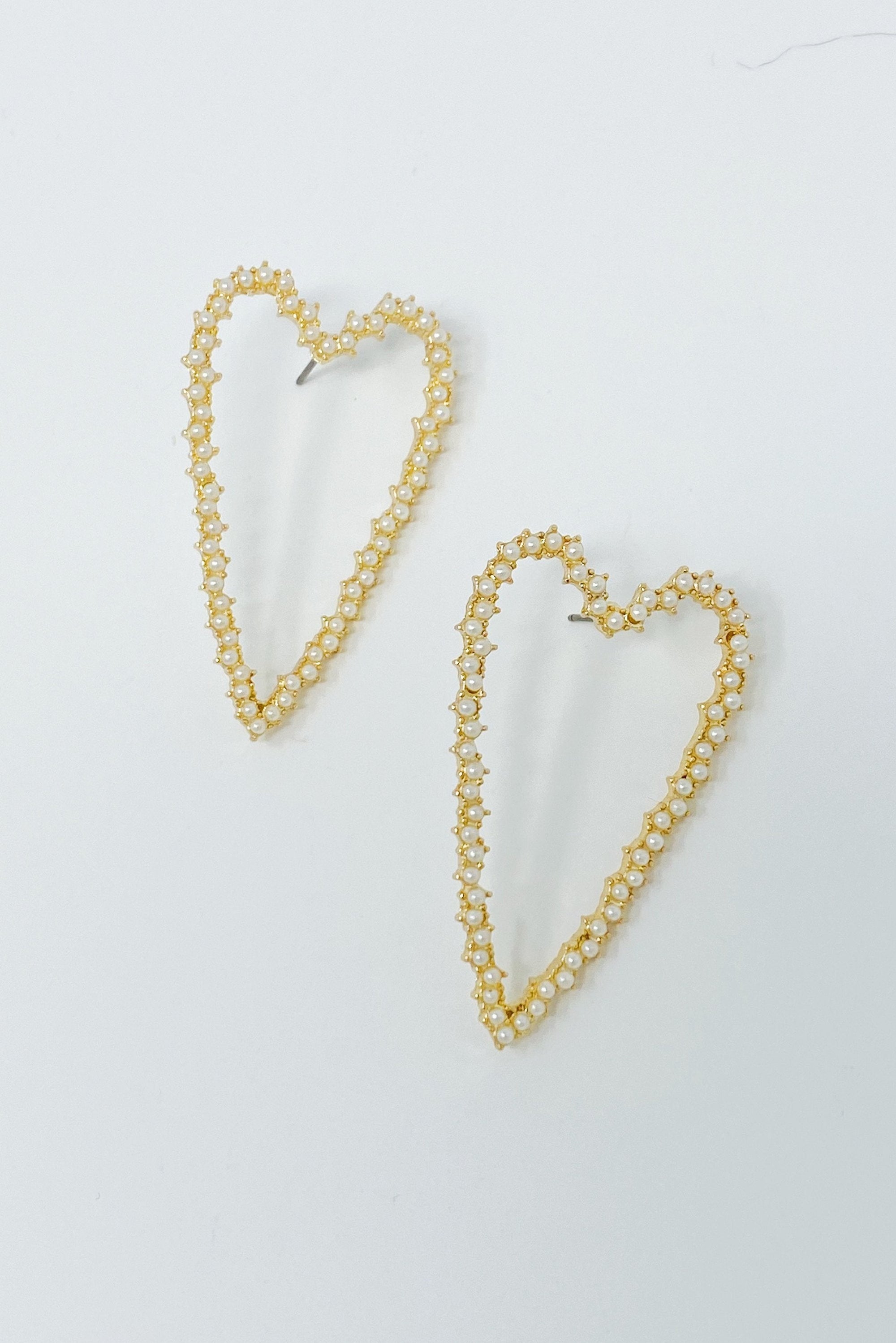 Romantic Pearl-Encrusted Heart Earrings – Elegant Gold & Pearl Statement Earrings for Women Lysandra Luxe
