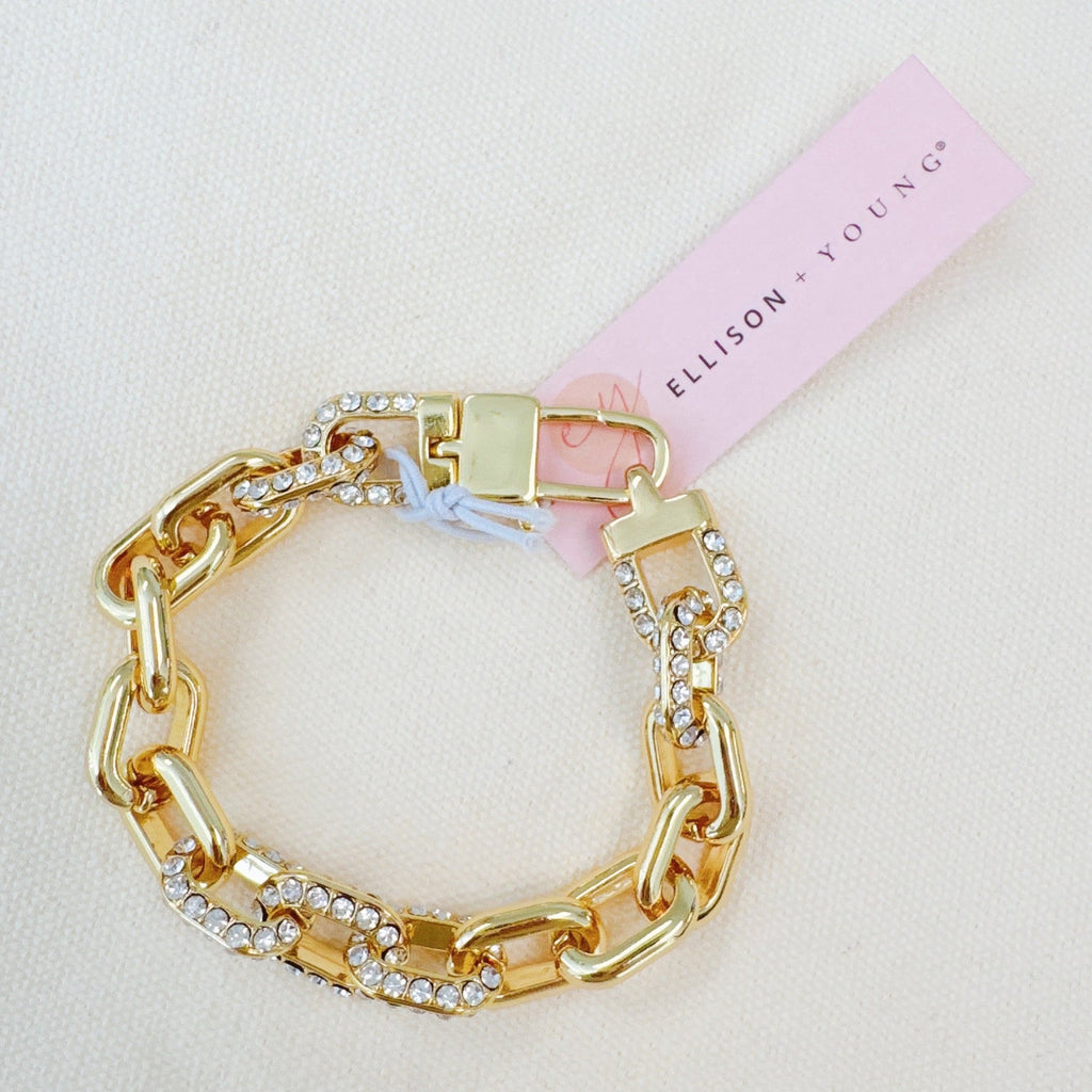 Chic and Sparkle Chain Bracelet – 18K Gold Plated Chain Link Bracelet with Crystal Accents | Modern Glam Jewelry for Women