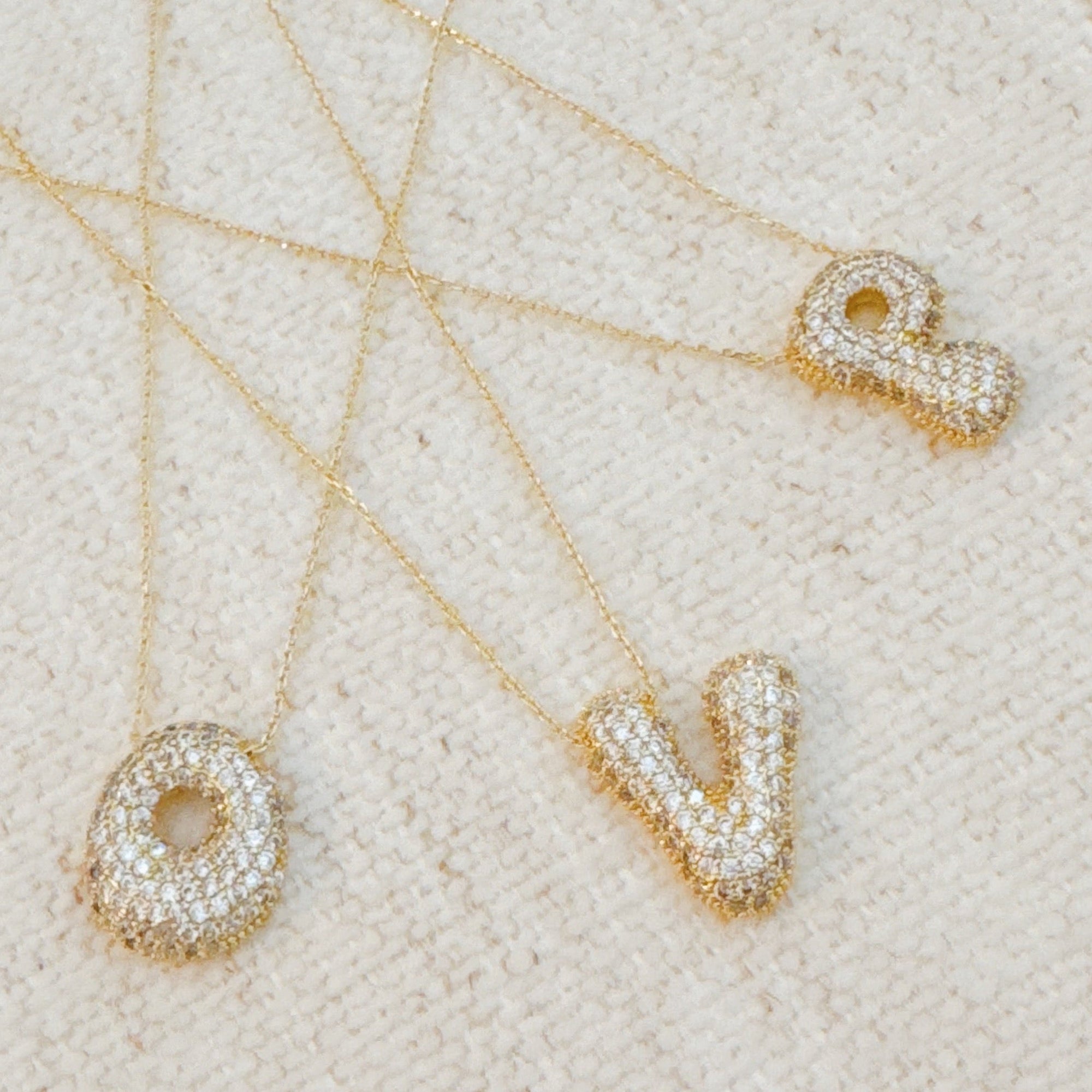 Crystal Bubble Initial Necklace – Personalized Puffy Letter Pendant with Sparkling Crystals Lysandra Luxe