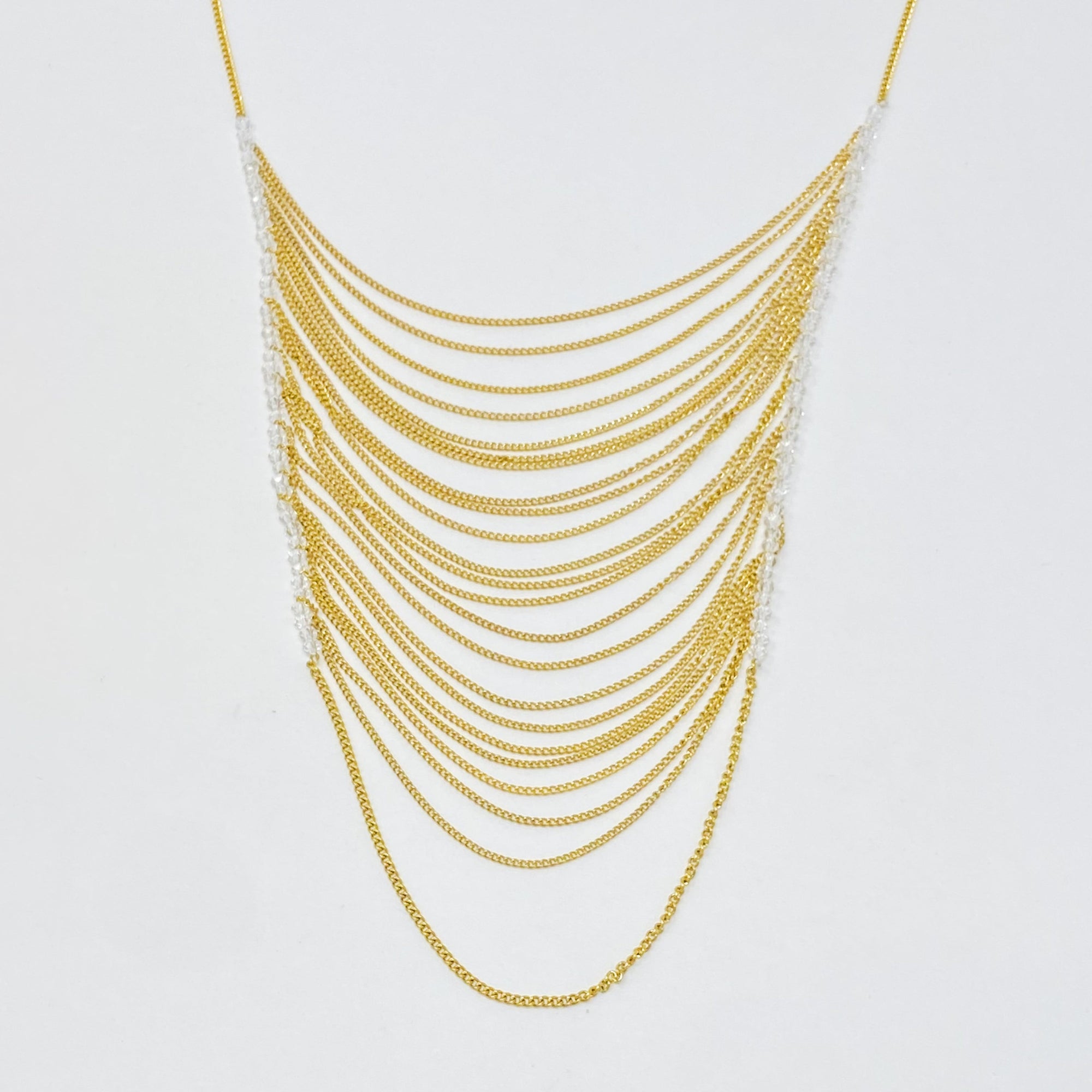Aurora Arched Chain Drop Necklace – Gold Plated with Glass Bead Detail Lysandra Luxe