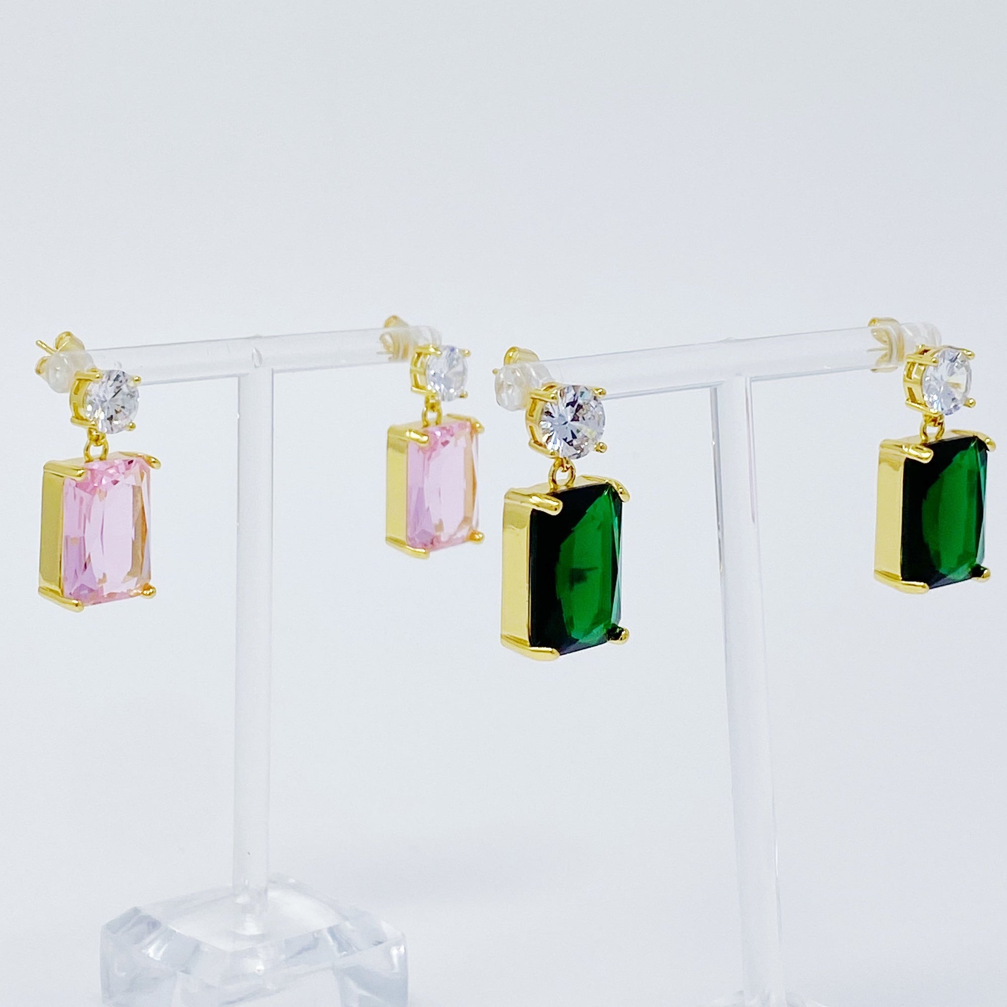 Regal Radiant & Round CZ Drop Earrings – Gold Plated Statement Jewelry Lysandra Luxe