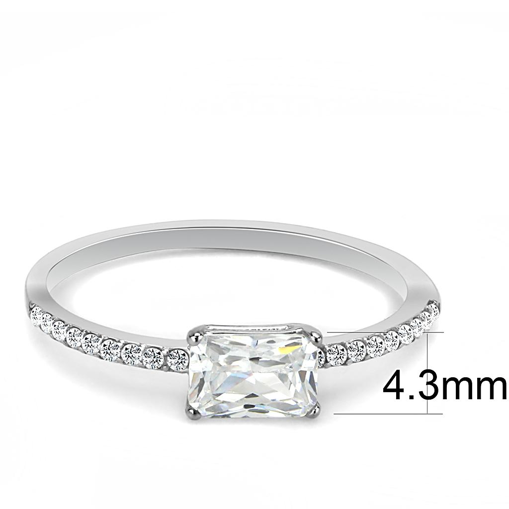 The Radiant Stream Ring – Oblong Radiant-Cut CZ with Clear Stone-Set Band in Polished Stainless Steel Lysandra Luxe