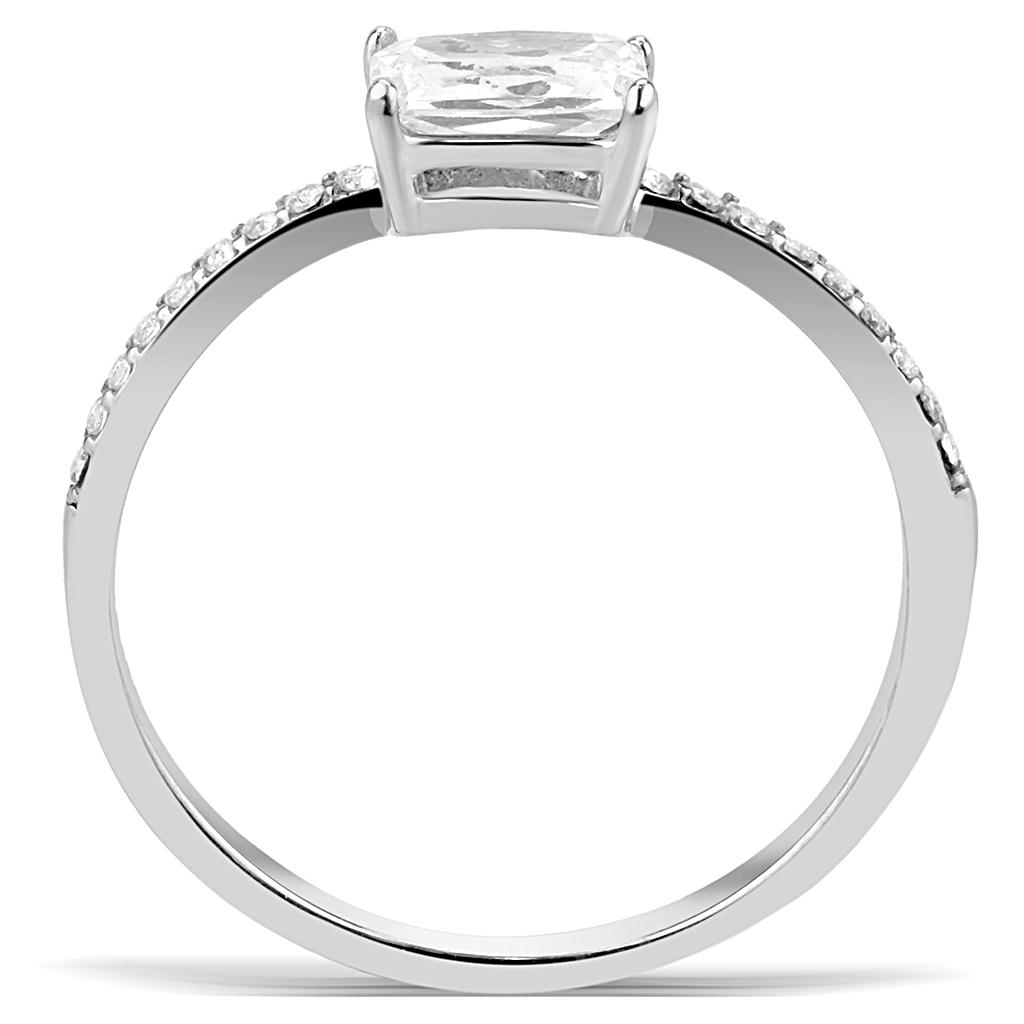 The Radiant Stream Ring – Oblong Radiant-Cut CZ with Clear Stone-Set Band in Polished Stainless Steel Lysandra Luxe